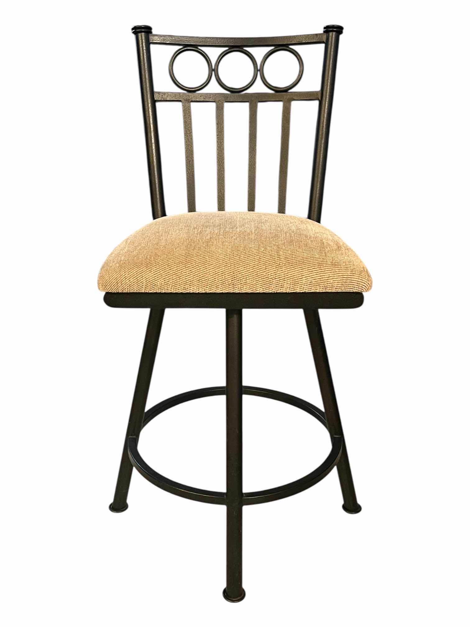 Photo 1 of MOMENTUM WROUGHT IRON STYLE SWIVEL BEIGE/CREAM SEAT BARSTOOL 18.25” X 18” H39.75”