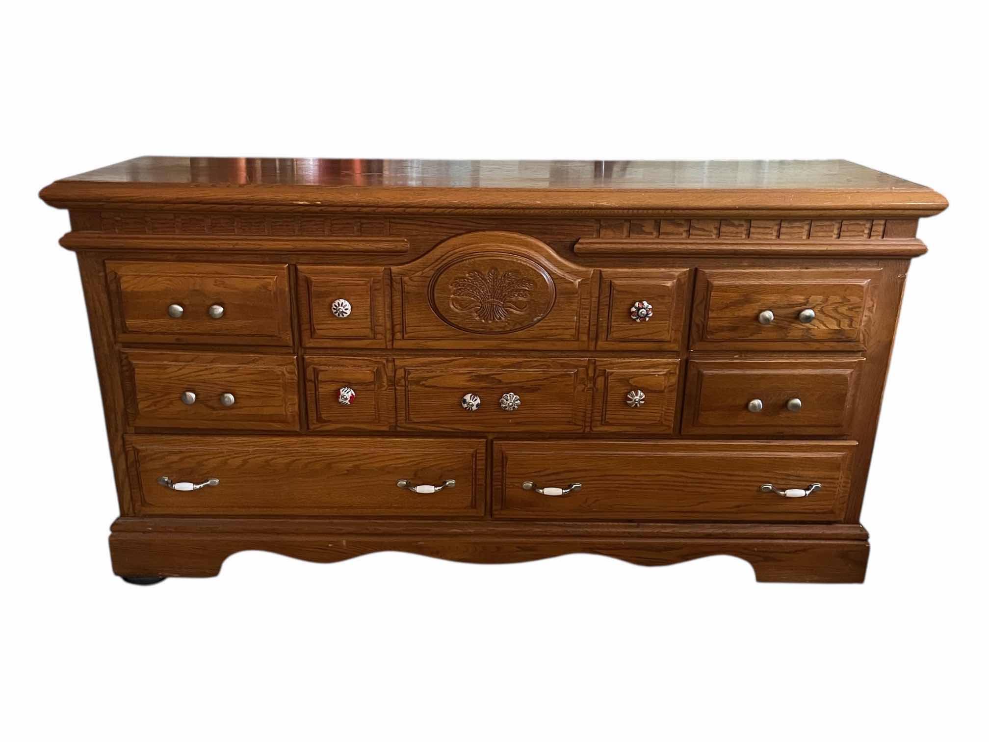 Photo 1 of COUNTRY STYLE OAKWOOD 8-DRAWER DRESSER 66” X 19” H34
