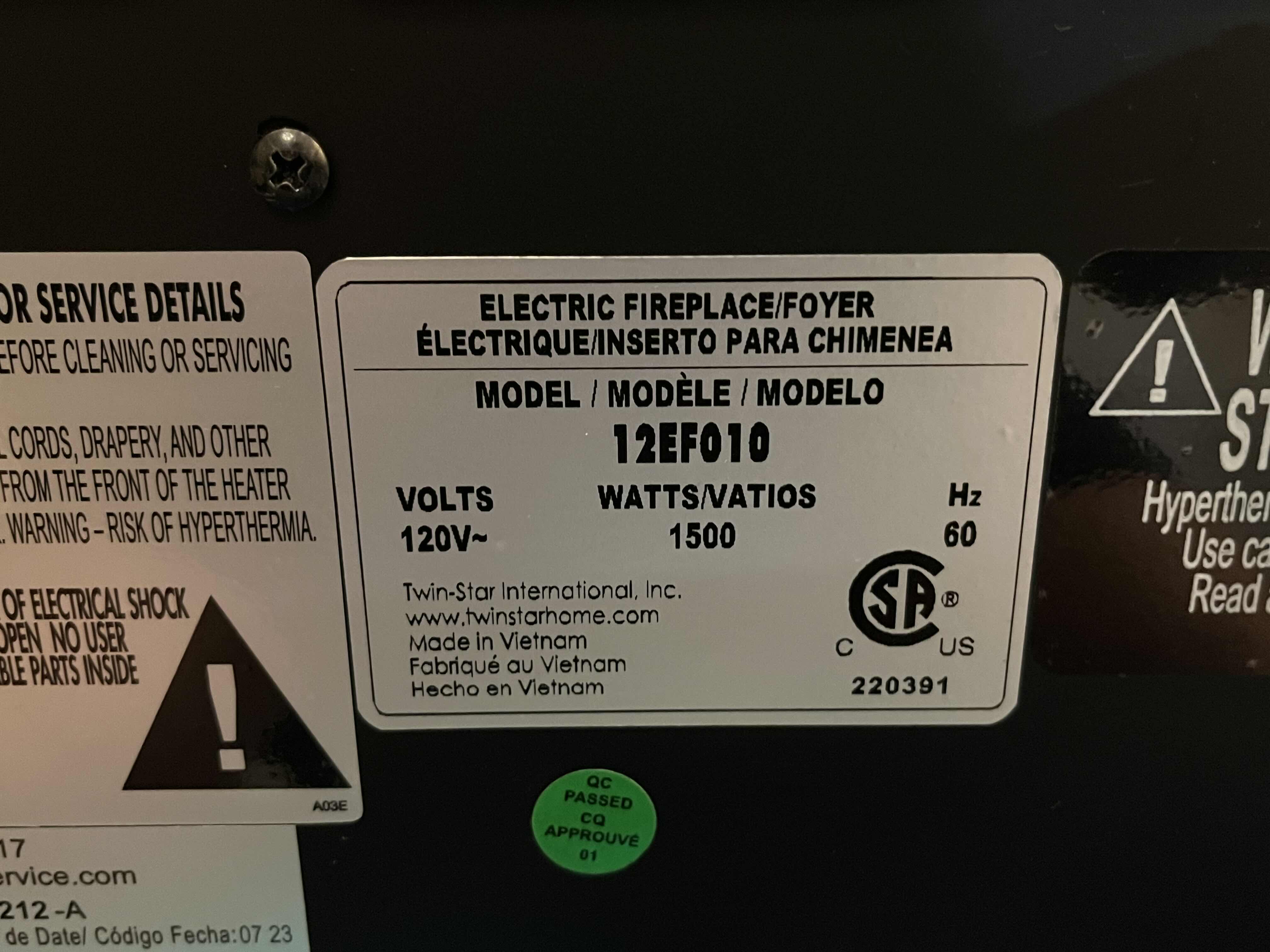 Photo 1 of DURAFLAME TABLE TOP ELECTRIC FIREPLACE HEATER 12EF010