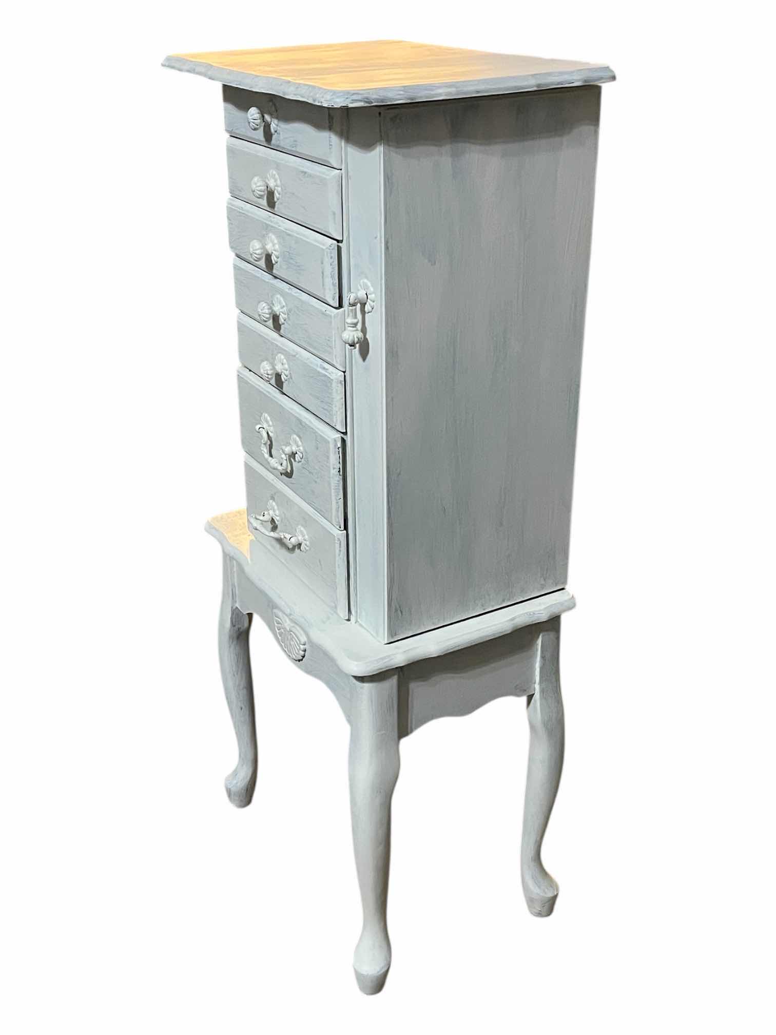 Photo 1 of FARMHOUSE STYLE WHITE DISTRESSED WOOD JEWELRY CHEST 16.5” X 12” H39”