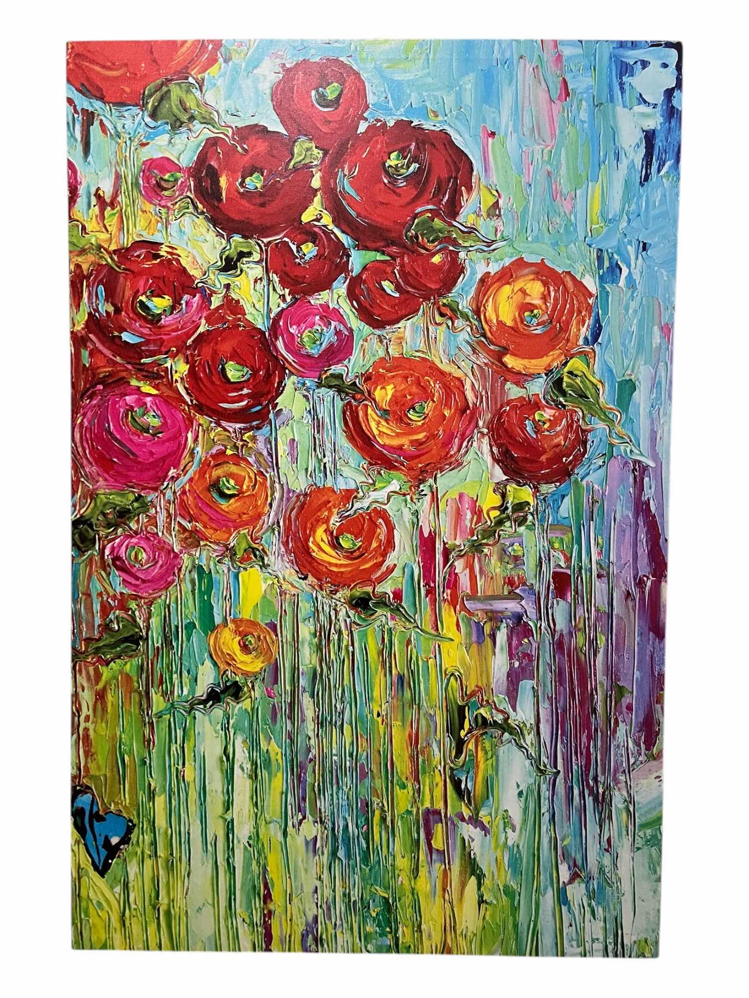 Photo 1 of MELTING ROSES FLORAL CANVAS ARTWORK 23” X 35”