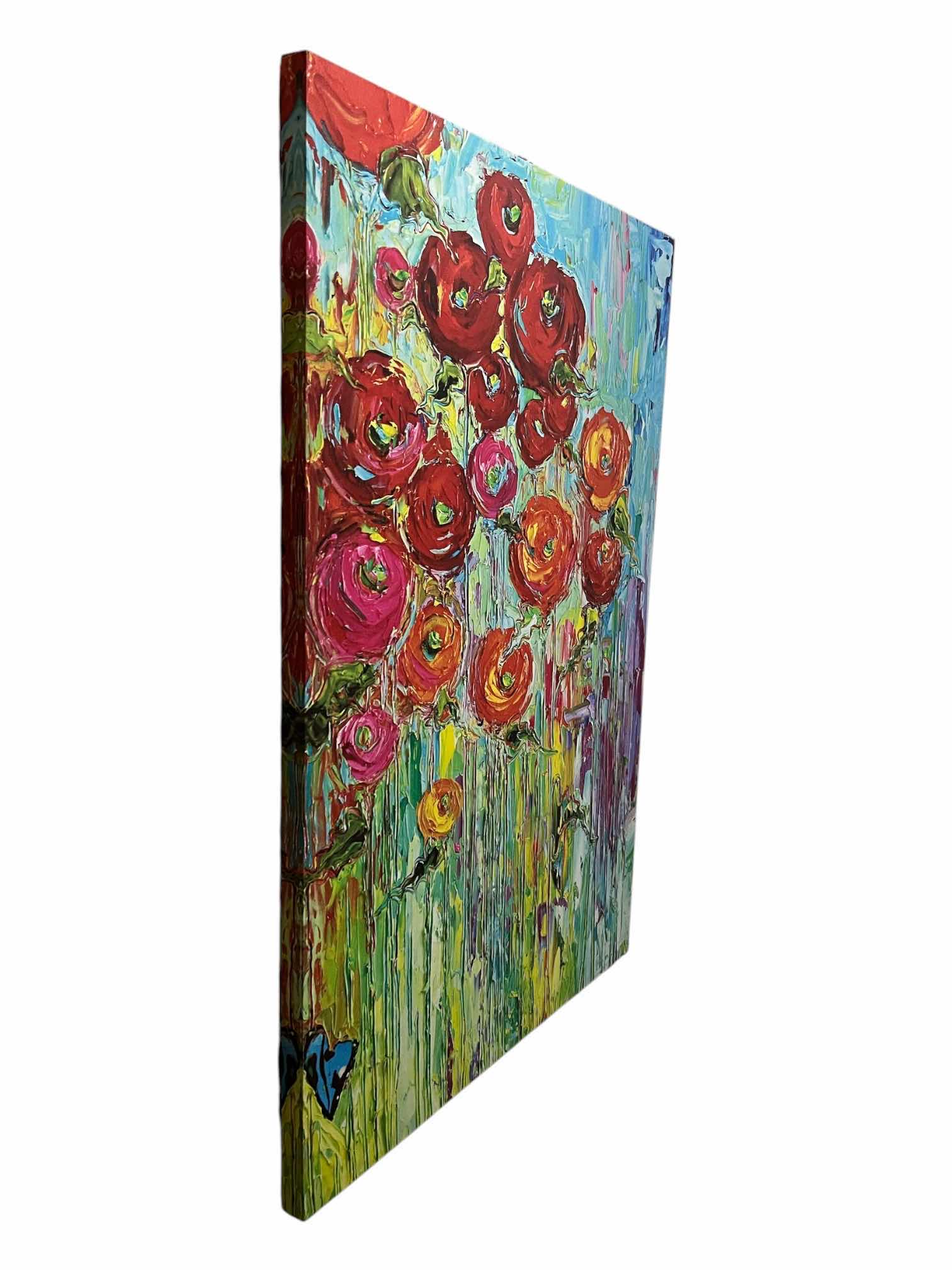 Photo 1 of MELTING ROSES FLORAL CANVAS ARTWORK 23” X 35”