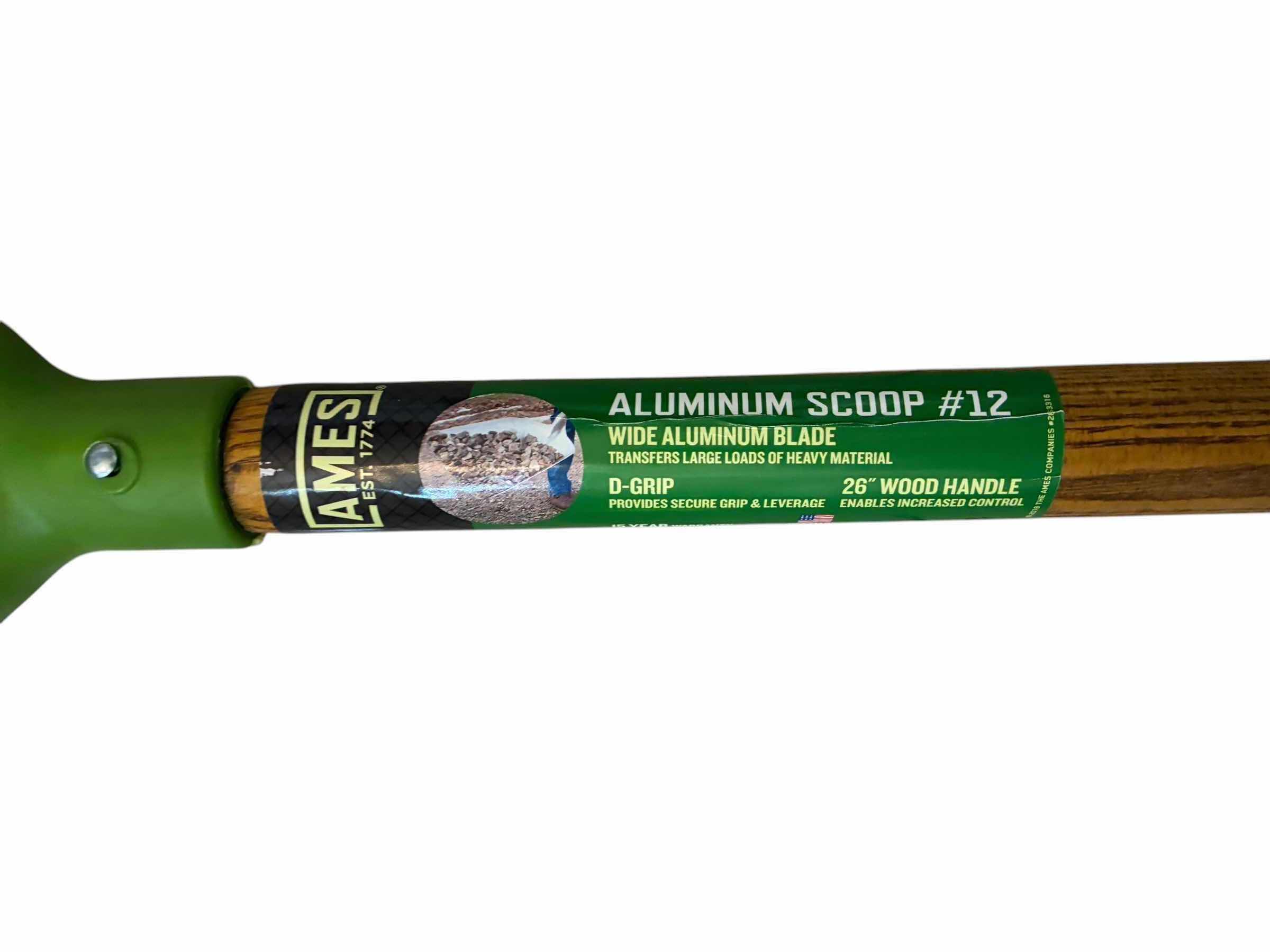 Photo 1 of AMES 26” D-GRIP WOOD HANDLE ALUMINUM WIDE BLADE SCOOP SHOVEL