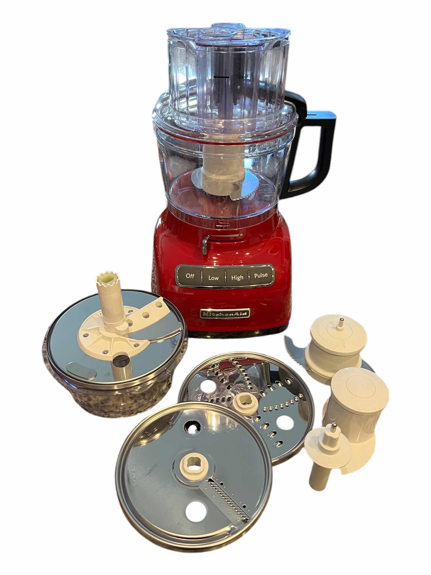 Photo 1 of KITCHEN-AID EXACT SLICE RED FOOD PROCESSOR W ATTACHMENTS KFP0935QER