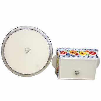 Photo 1 of GIBSON ELITE MULTICOLOR 2 PC CERAMIC CASSEROLE DISH & PIE PLATE SET