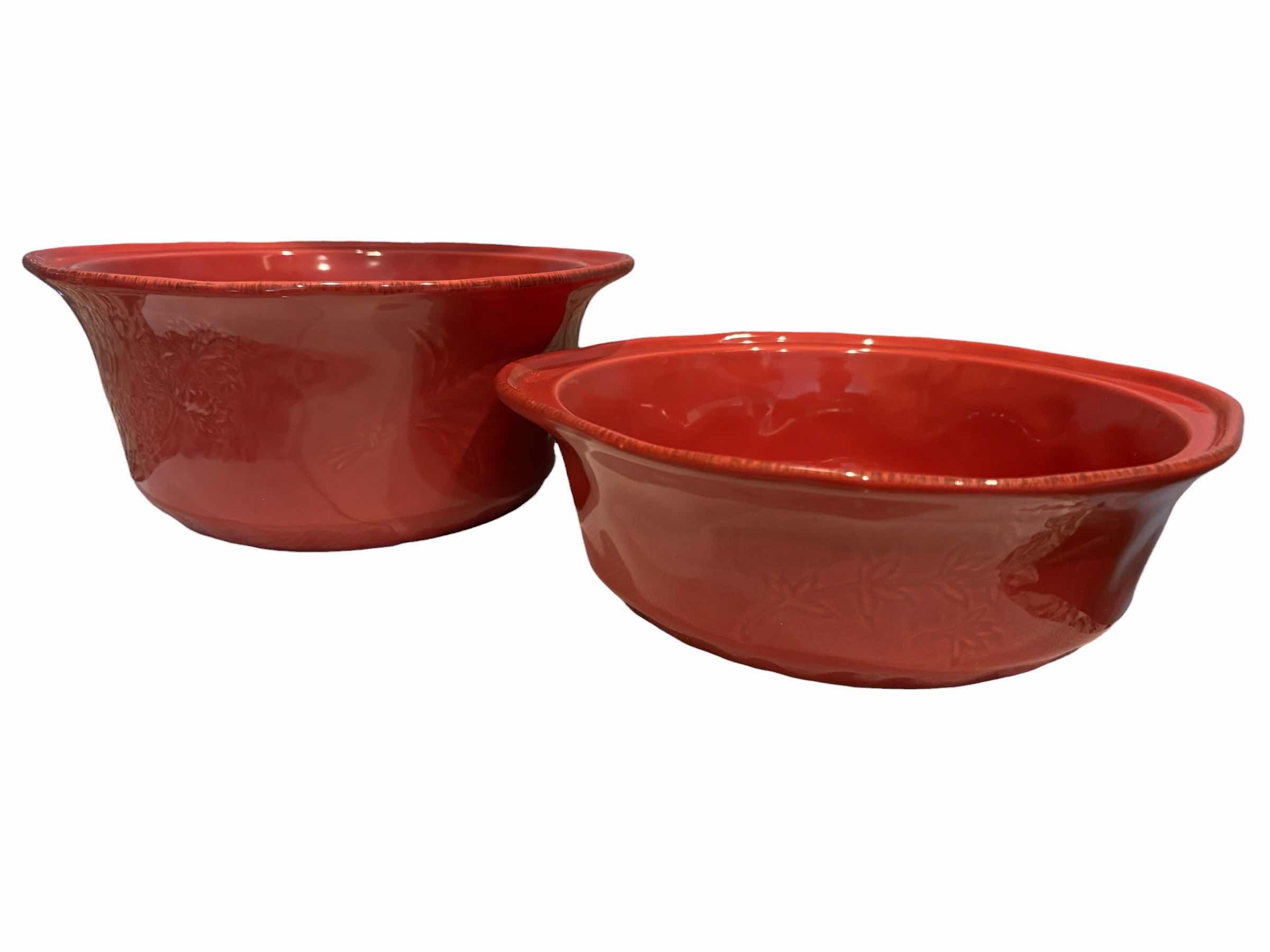Photo 1 of RACHAEL RAY BURGUNDY LEAVES STONEWARE CASSEROLE/BAKING DISH SET OF 4 (READ NOTES)