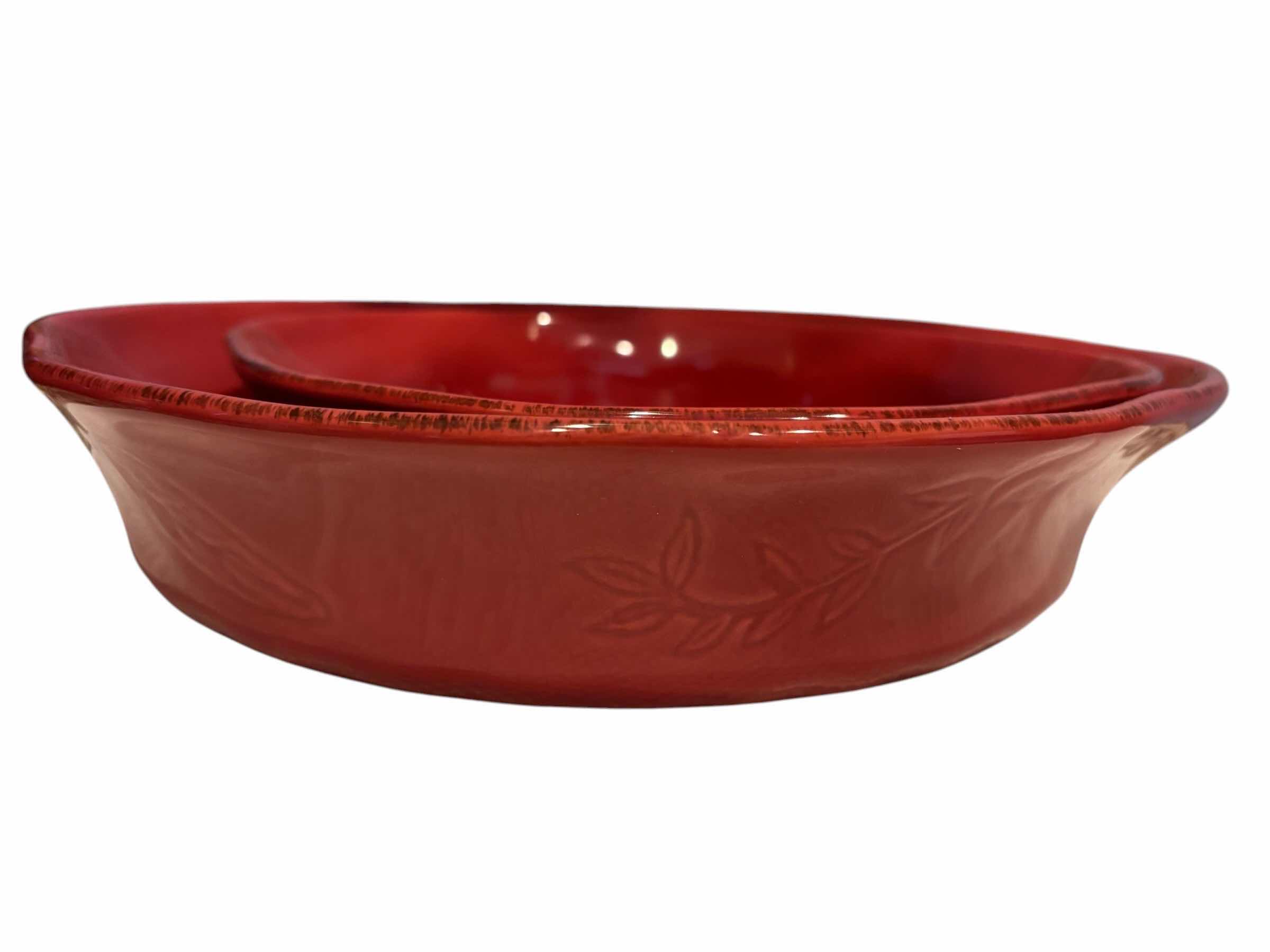 Photo 1 of RACHAEL RAY BURGUNDY LEAVES STONEWARE CASSEROLE/BAKING DISH SET OF 4 (READ NOTES)