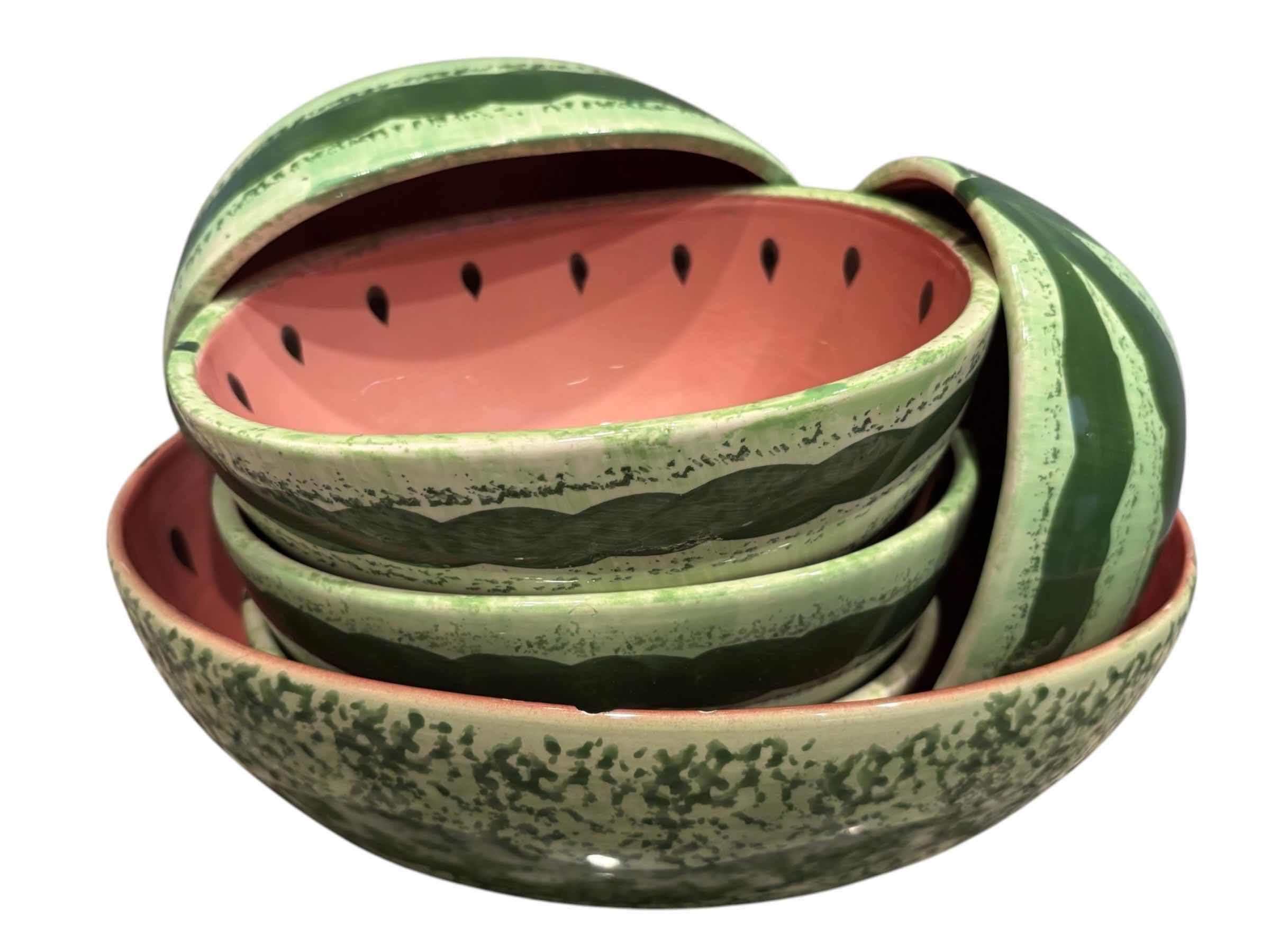 Photo 1 of 6 PC CERAMIC WATERMELON SERVING SET
