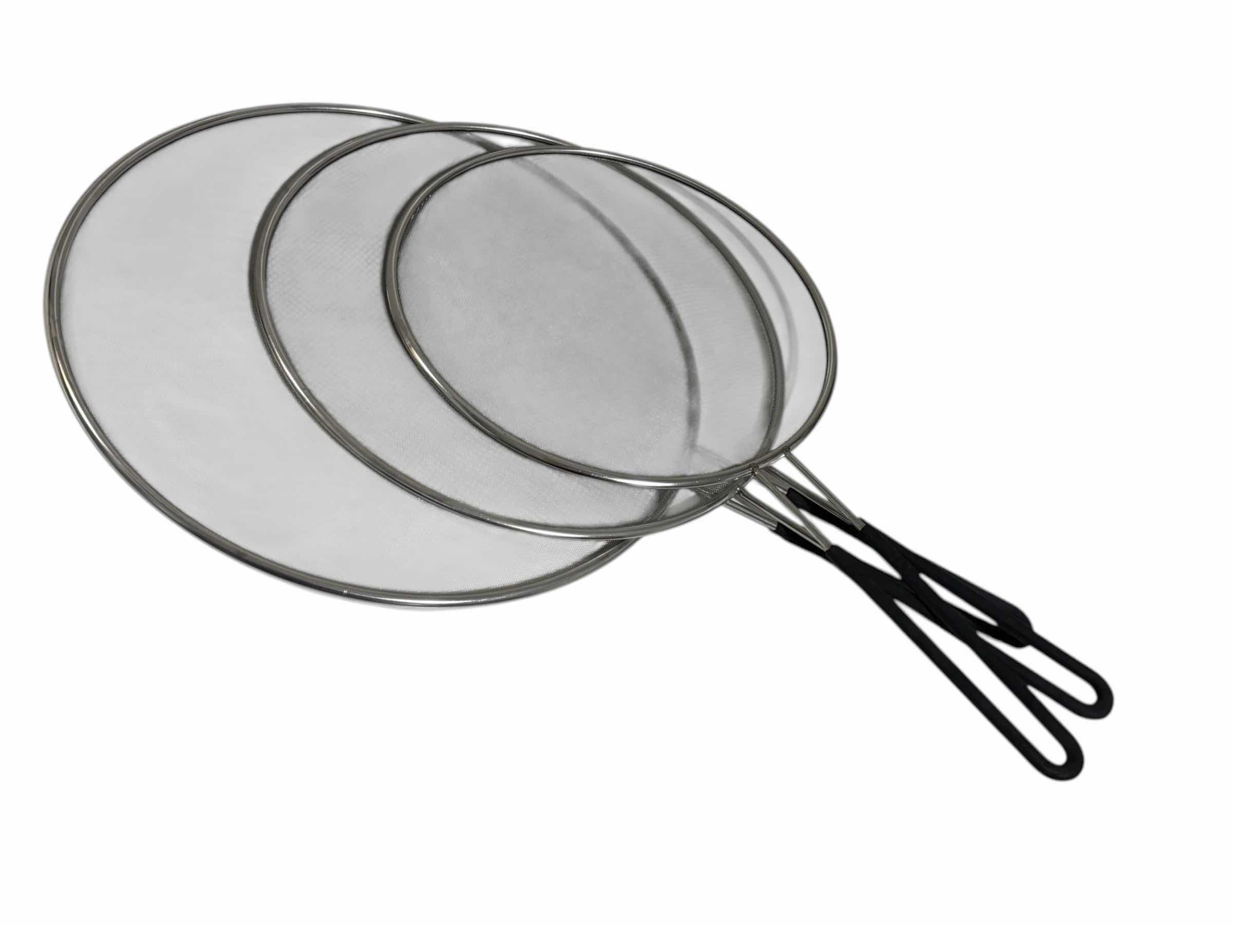 Photo 1 of 3 PC STAINLESS STEEL SPLATTER GUARD MESH COVERS, 13” 11.5” & 9.75”