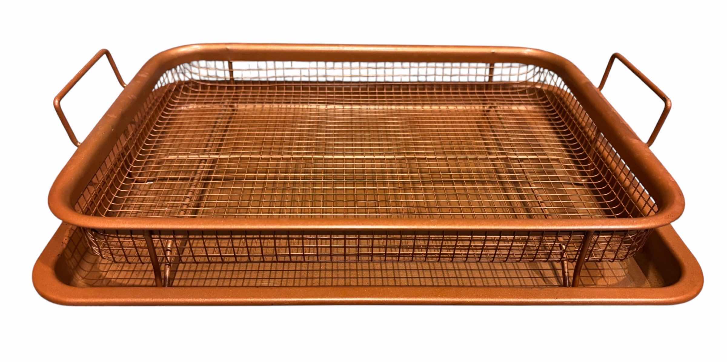 Photo 1 of COPPER AIR-FRYER 2 PC SET , NON-STICK TRAY W FRY BASKET, 9.75” X 12.75”