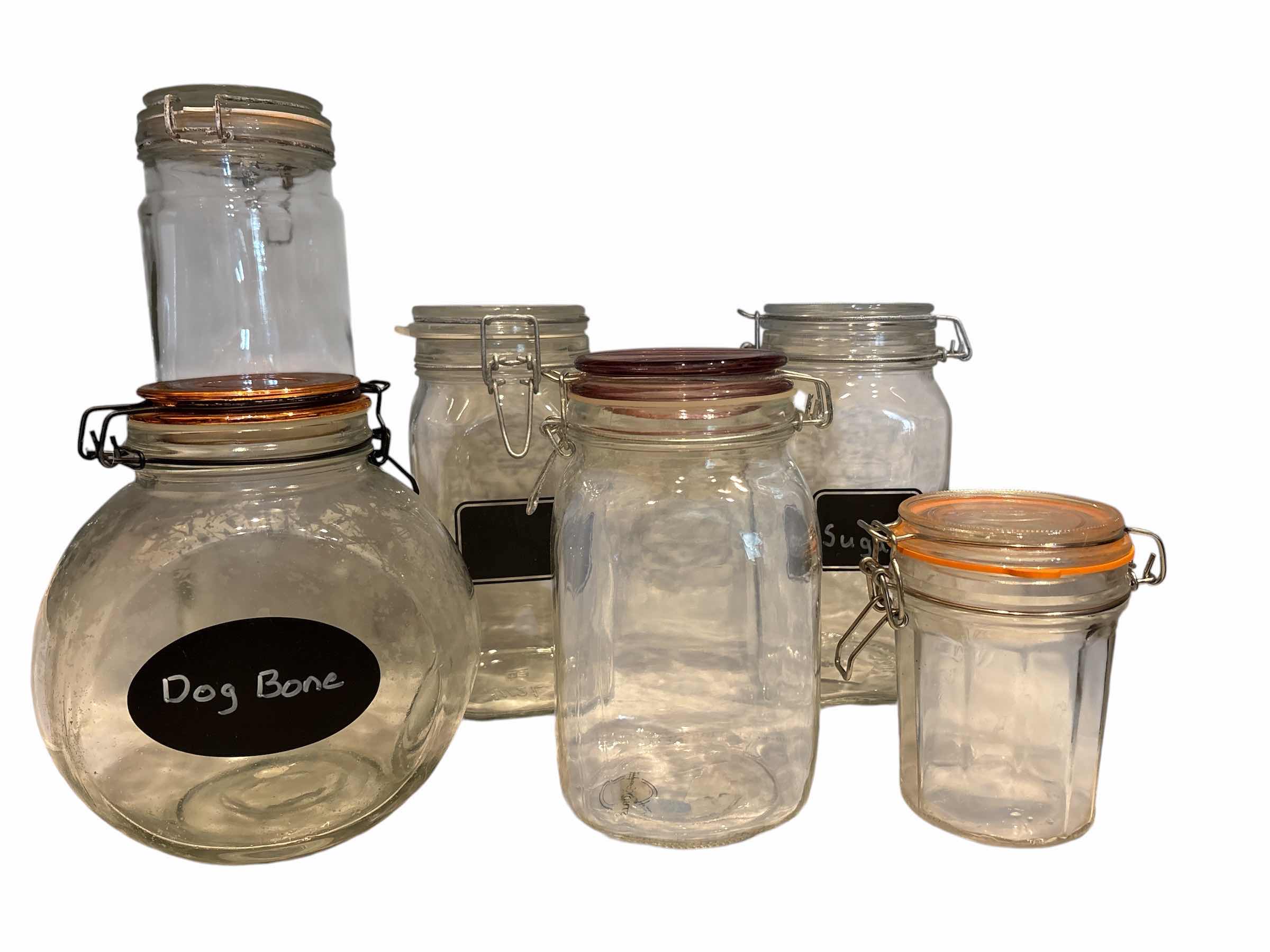 Photo 1 of LIDDED MASON GLASS JARS H13” (6)