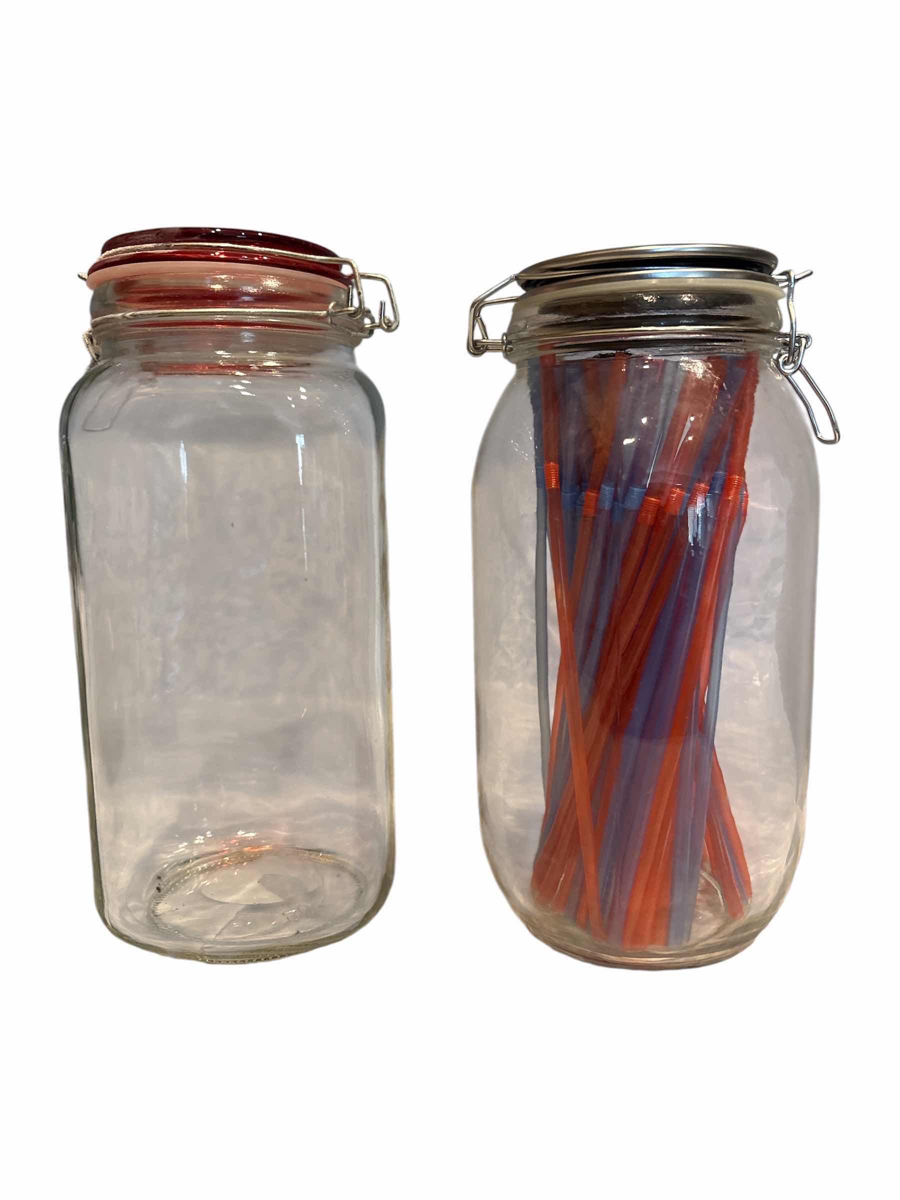 Photo 1 of GLASS DRINK WARE DISPENSER AND (2) LIDDED STORAGE MASON JARS H12”