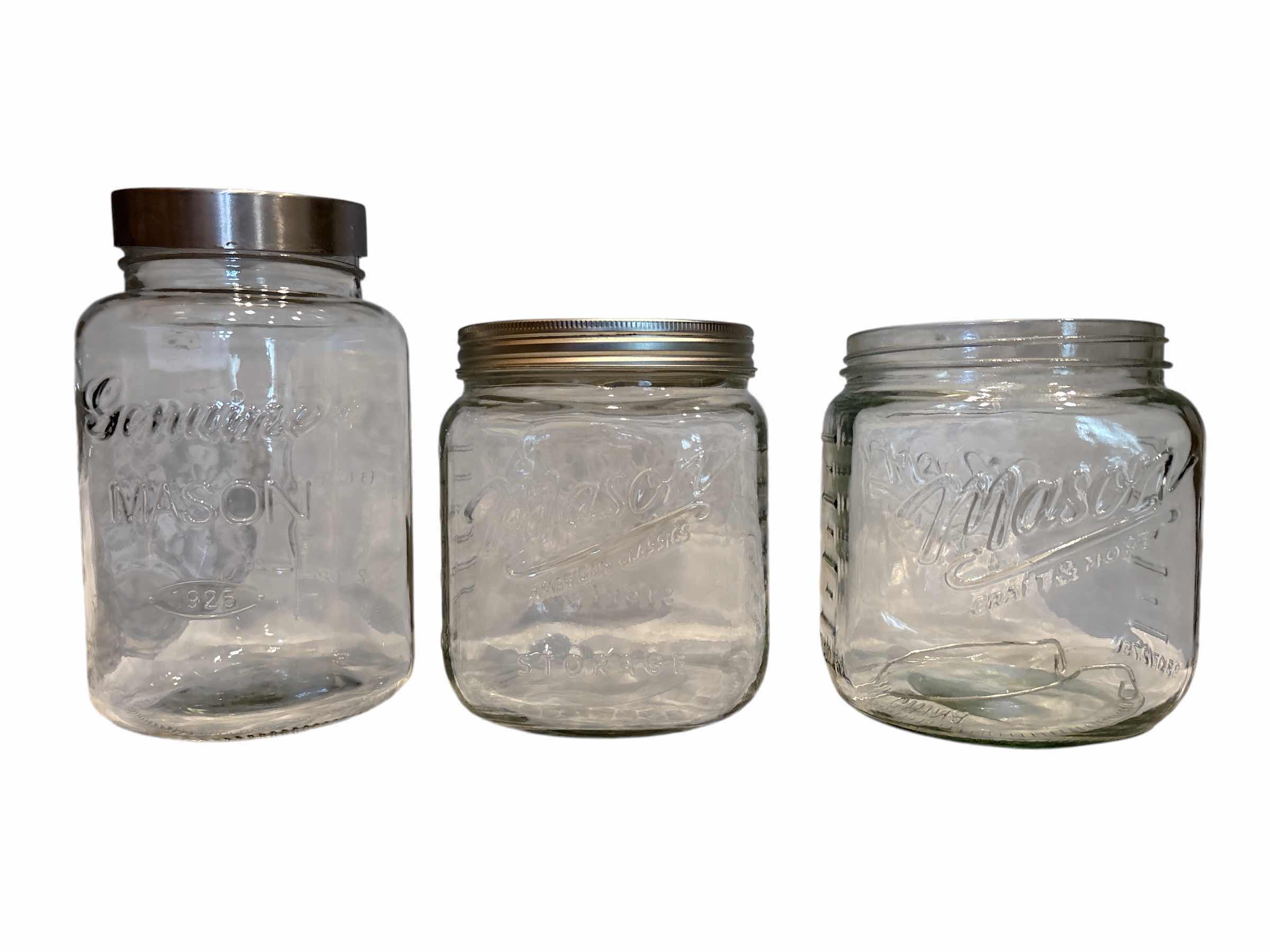 Photo 1 of MASON GLASS JARS H9.5” (3)