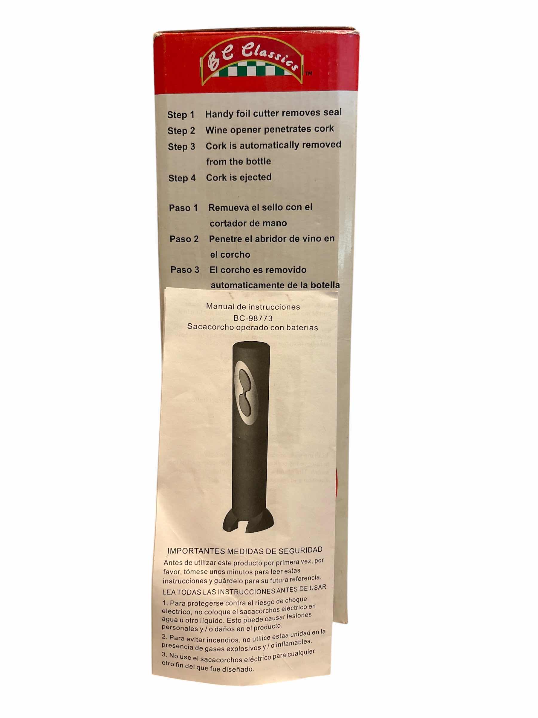 Photo 1 of BC CLASSICS BATTERY OPERATED WINE OPENER