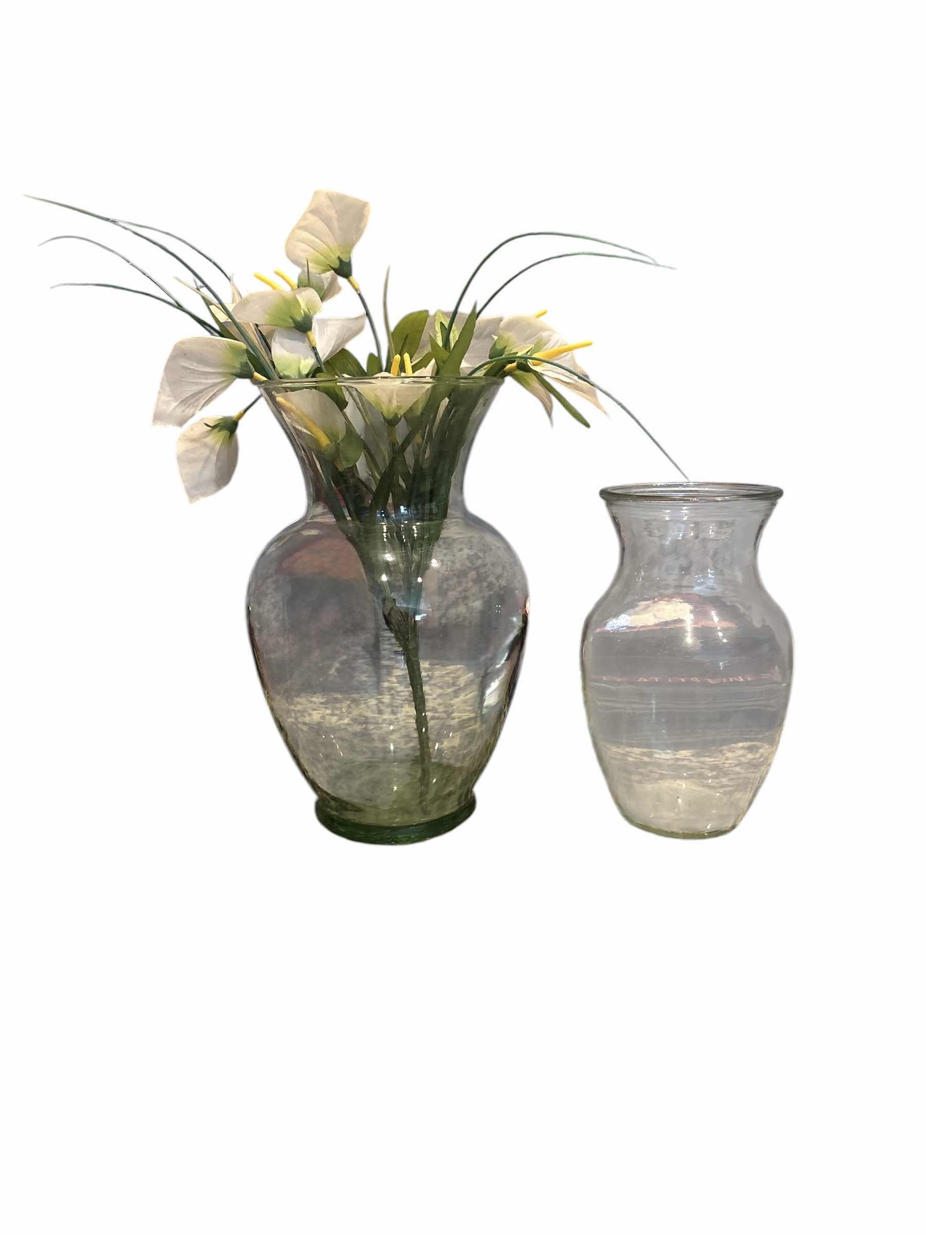 Photo 1 of GLASS VASES WITH FAUX FLOWERS H11” (2)PCS