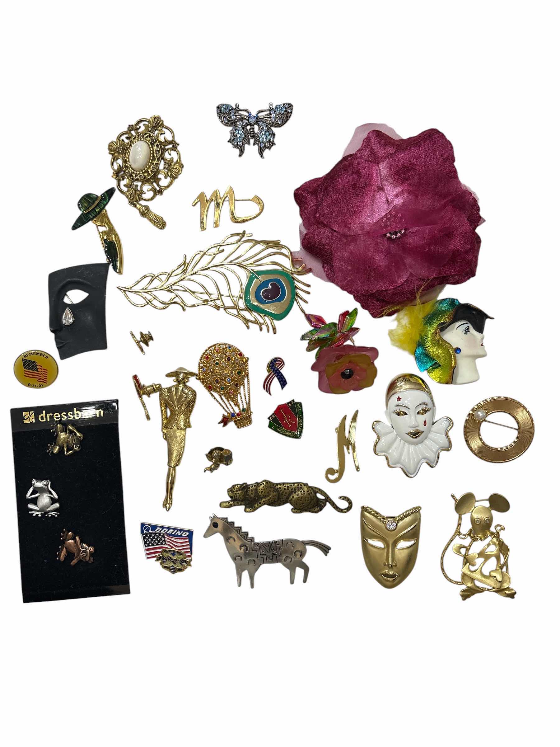 Photo 1 of FLORAL, ANIMAL, & MASK BROOCHES FASHION JEWELRY (28)PCS