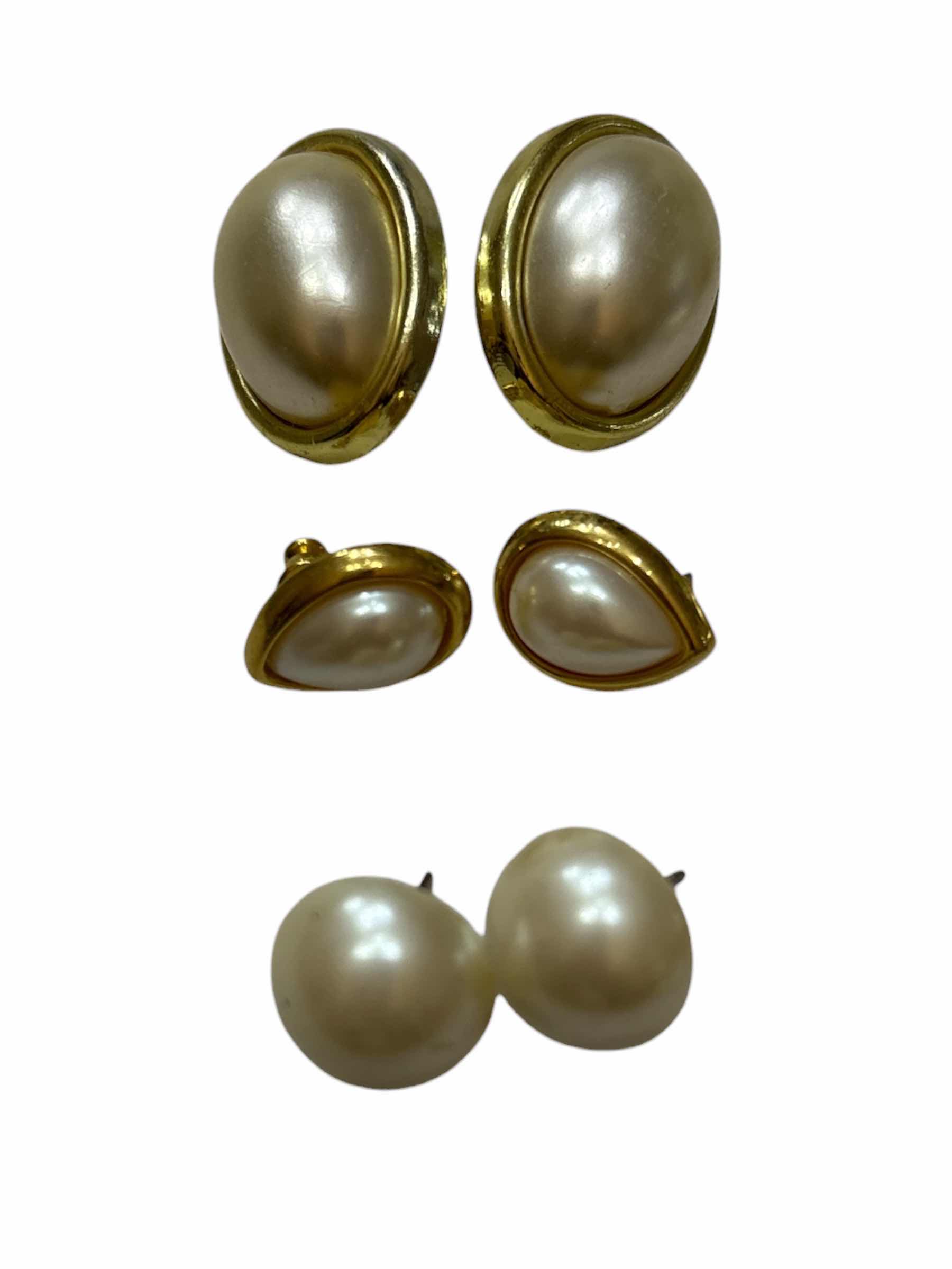 Photo 1 of FAUX PEARL & DIAMOND EARRING FASHION JEWELRY (6)PAIR