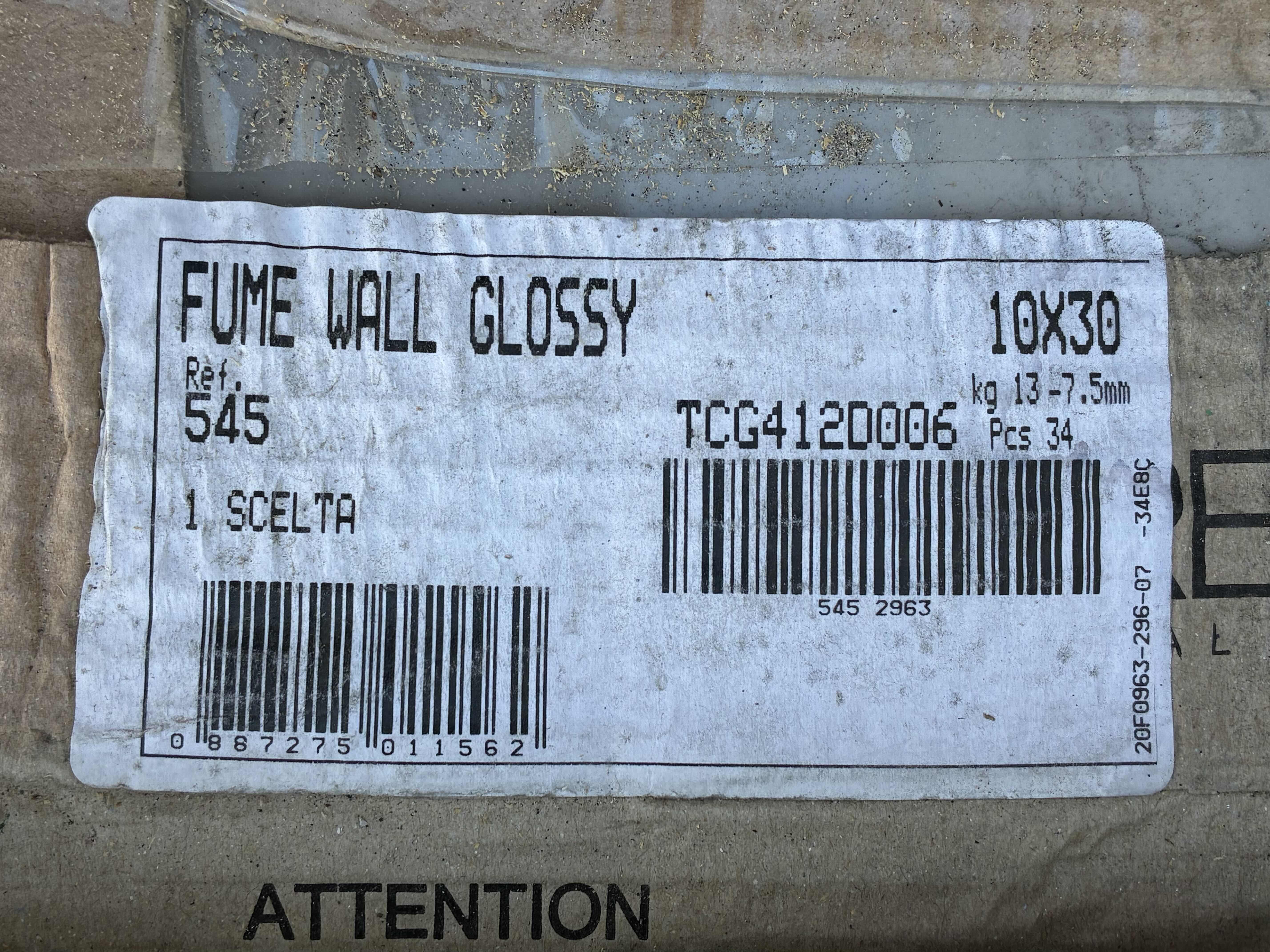 Photo 1 of FIANDRE GLACIER WHITE FINISH TILE 10” X 30” (34PCS PER CASE/3 CASES) & FIANDRE FUME GRAY FINISH TILE 10” X 30” (34PCS PER CASE/9 CASES) READ NOTES