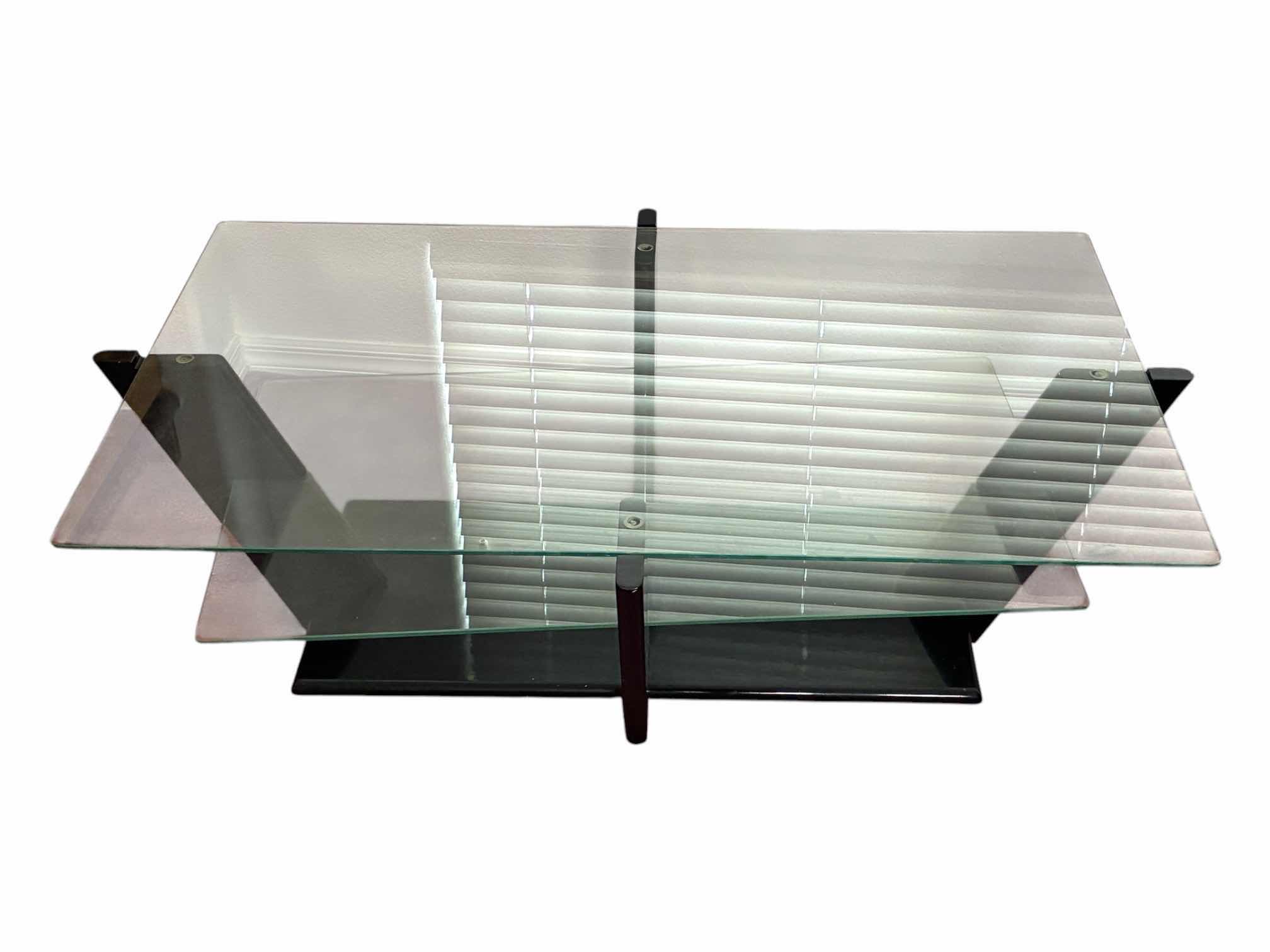 Photo 1 of TWO-TIER GLASS SHELF BLACK LAMINATE WOOD COFFEE TABLE (READ NOTES)