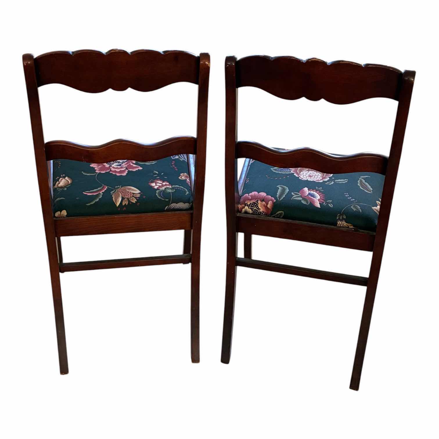 Photo 1 of VINTAGE TELL CITY CHAIR COMPANY FLORAL UPHOLSTERED MAHOGANY WOOD ACCENT CHAIRS (2)