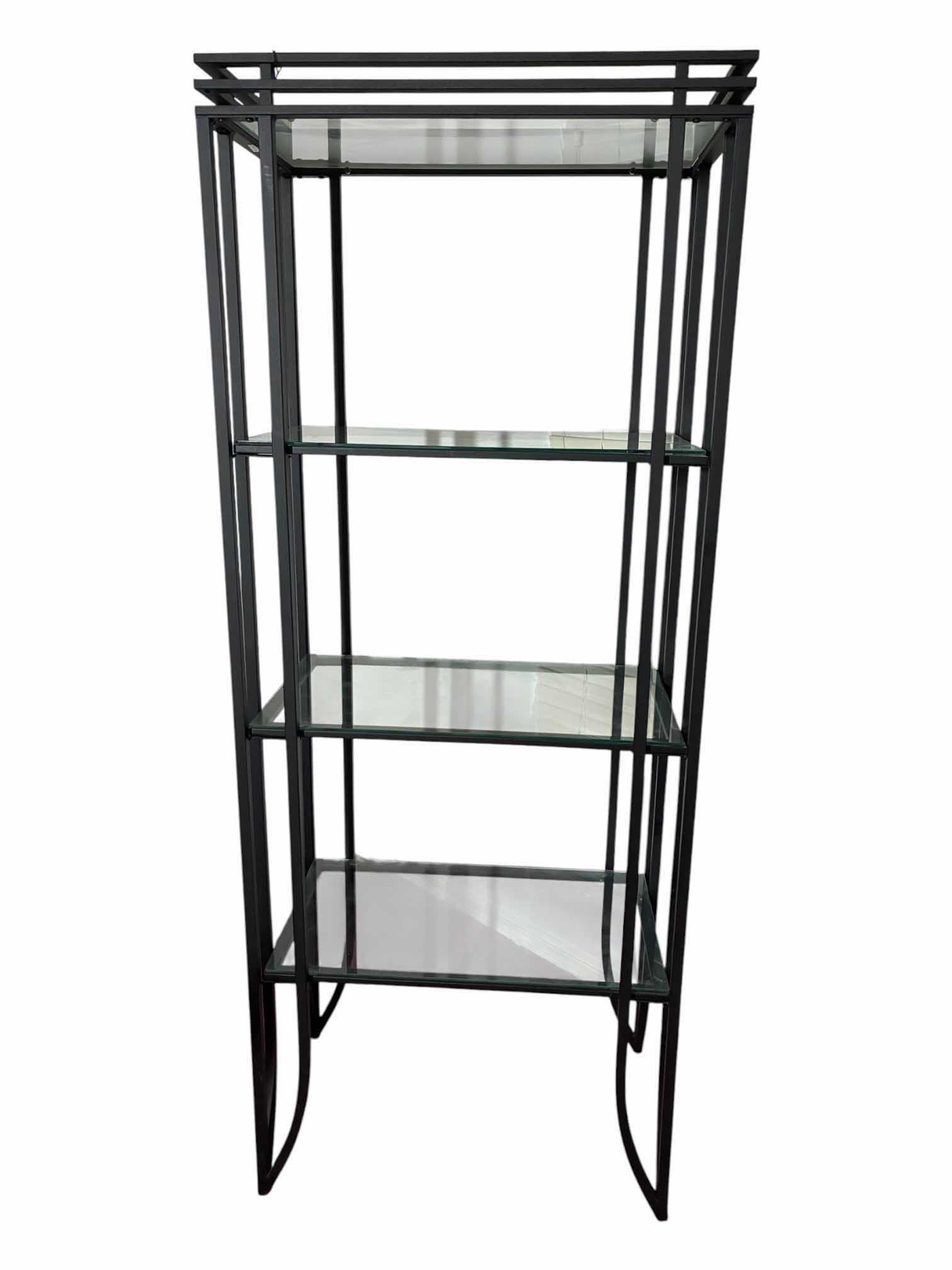 Photo 1 of AGED BRONZE BLACK COATED STEEL 4-TIER GLASS SHELF RACK 30” X 18” H76”
