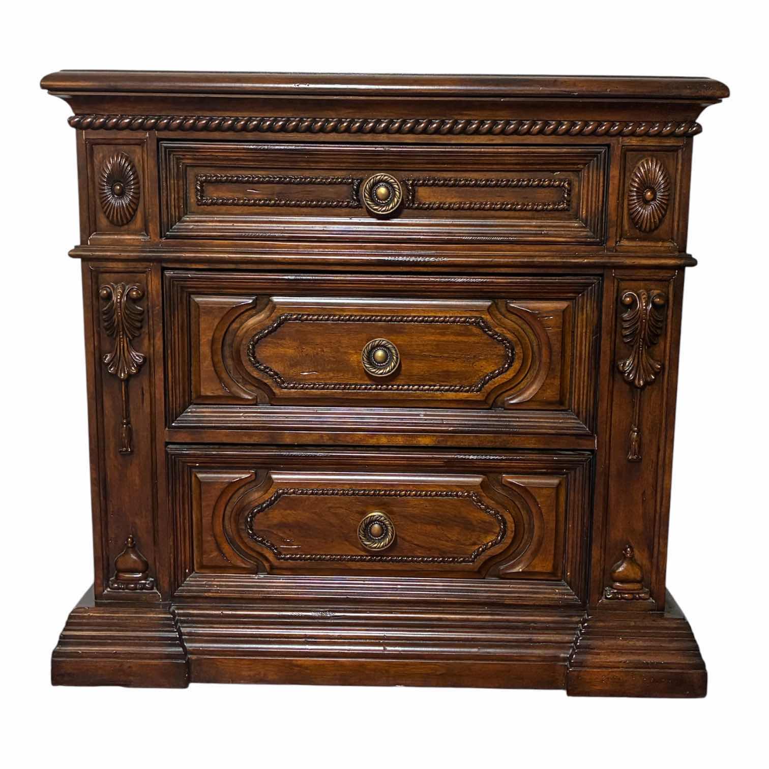 Photo 1 of FORBIDDEN CITY CARVED MAHOGANY OVERSIZE NIGHTSTAND 36” X 19” H34.75”