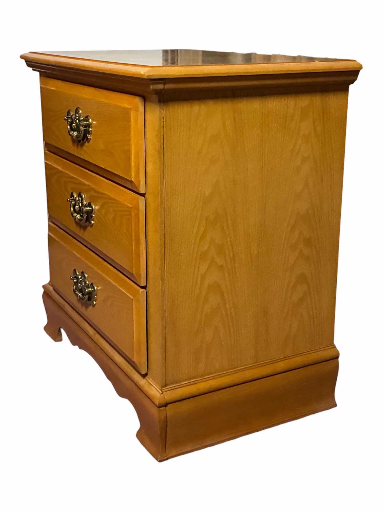 Photo 1 of NATURAL WOOD 3-DRAWER NIGHTSTAND 26“ X 16“ H26.5“