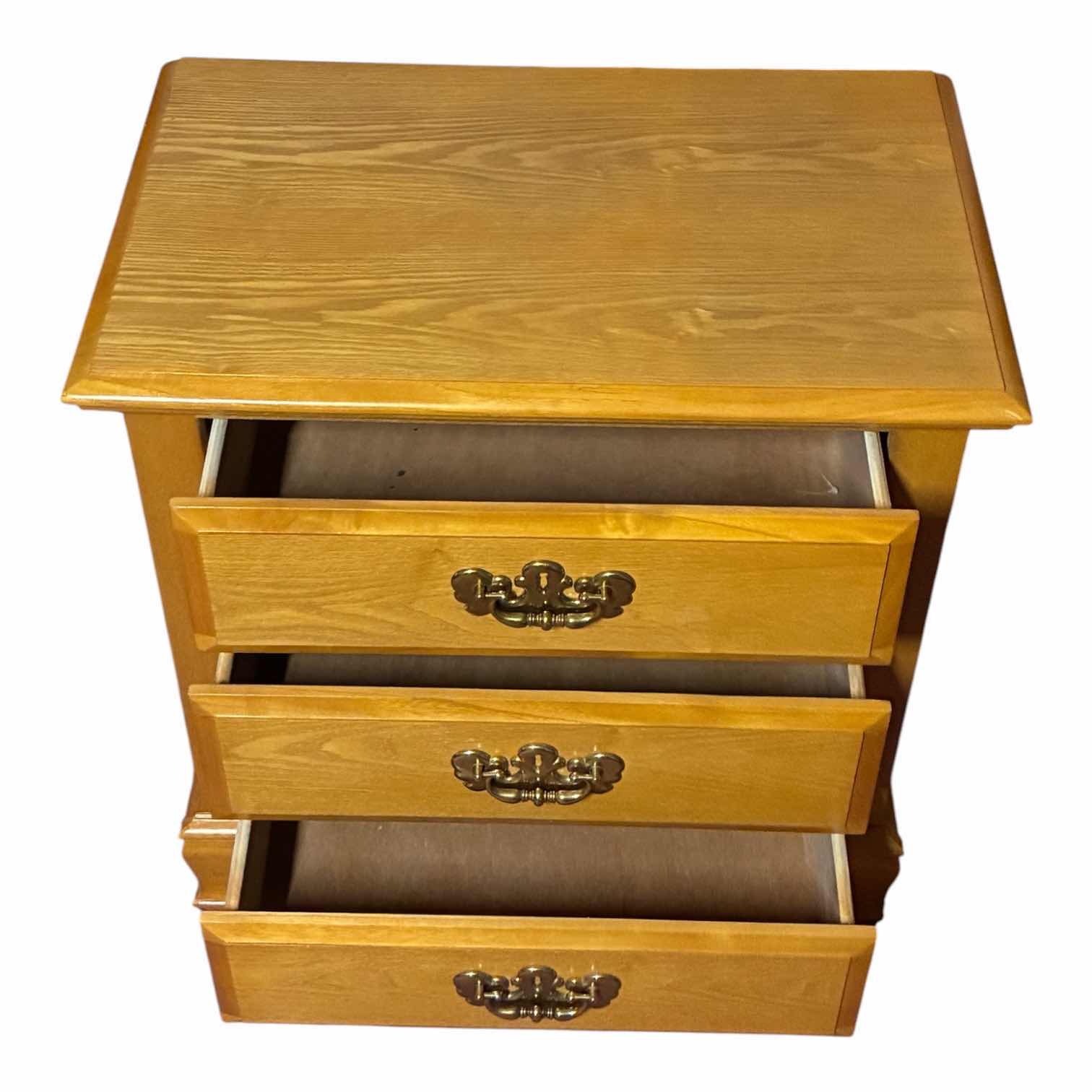 Photo 1 of NATURAL WOOD 3-DRAWER NIGHTSTAND 26“ X 16“ H26.5“
