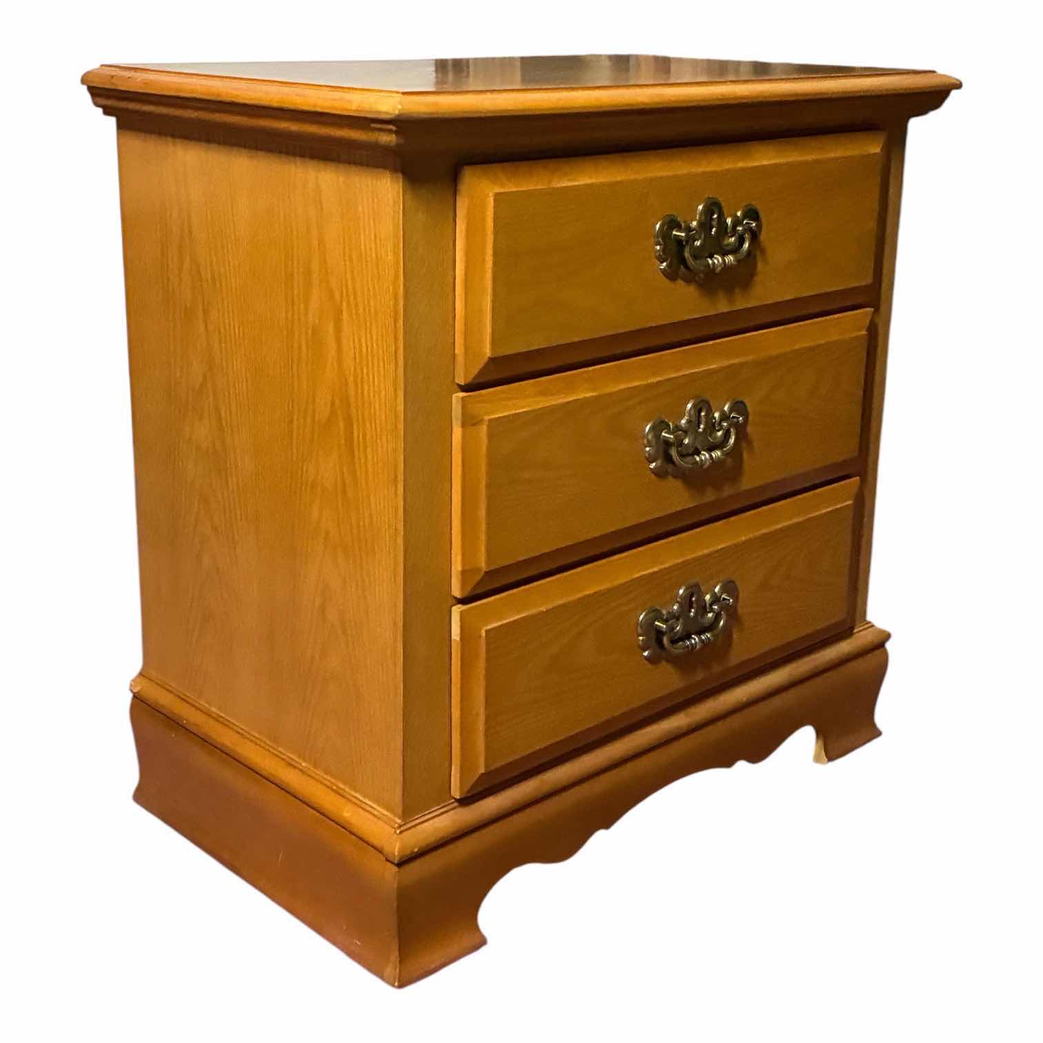 Photo 1 of NATURAL WOOD 3-DRAWER NIGHTSTAND 26“ X 16“ H26.5“