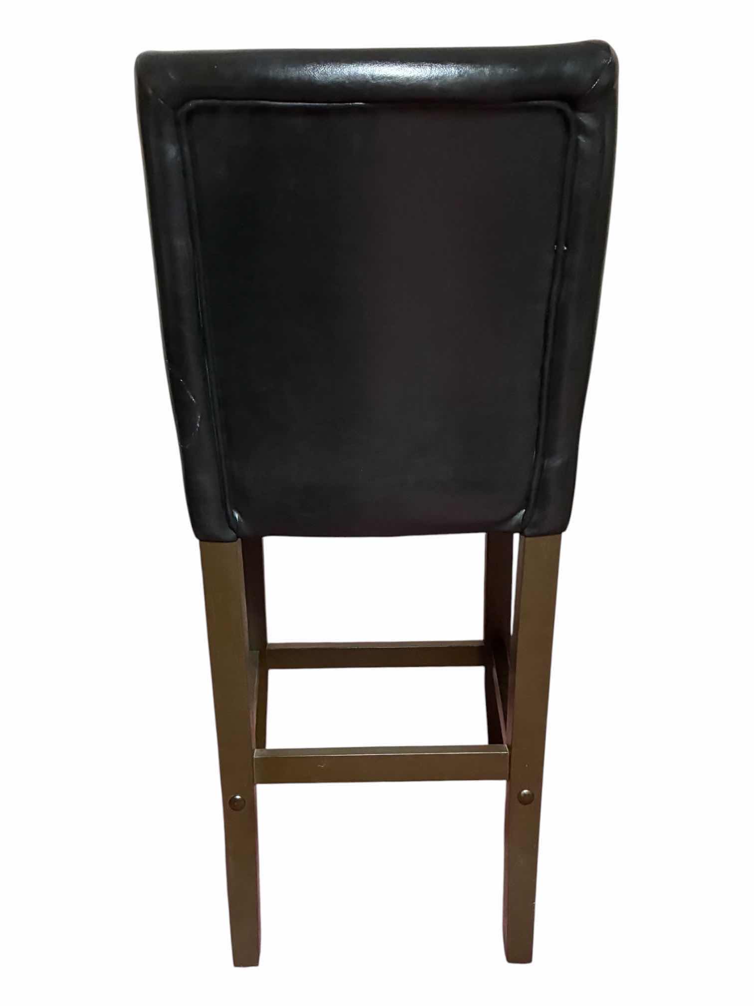 Photo 1 of STEIN MART BLACK LEATHER UPHOLSTERED WOOD BARSTOOL 19” X 19” H44”