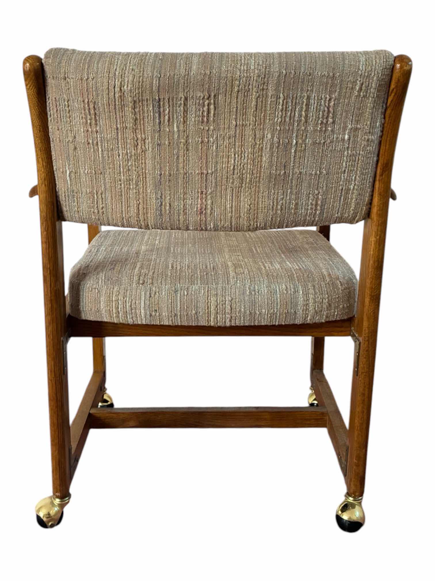 Photo 1 of VINTAGE TWEED UPHOLSTERED WOOD ROLLING CHAIR 20.5“ x 19“ x 31“