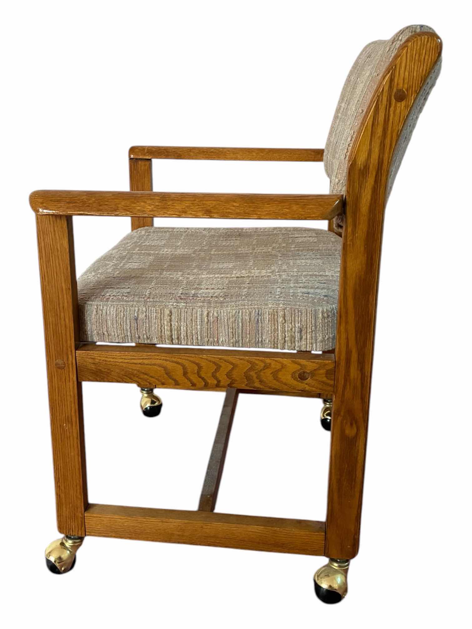 Photo 1 of VINTAGE TWEED UPHOLSTERED WOOD ROLLING CHAIR 20.5“ x 19“ x 31“