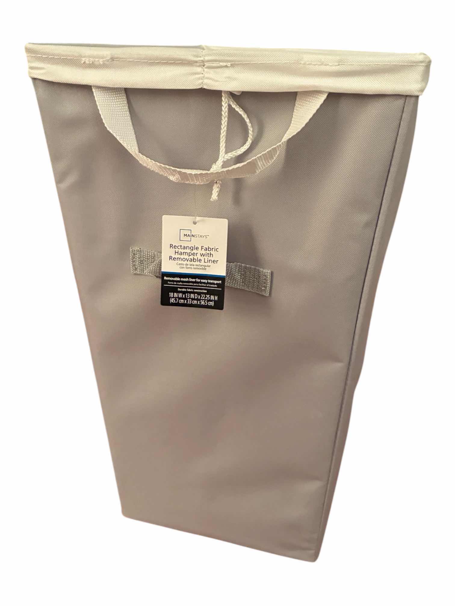 Photo 1 of MAINSTAYS REMOVABLE LINEN RECTANGLE GRAY FABRIC HAMPER