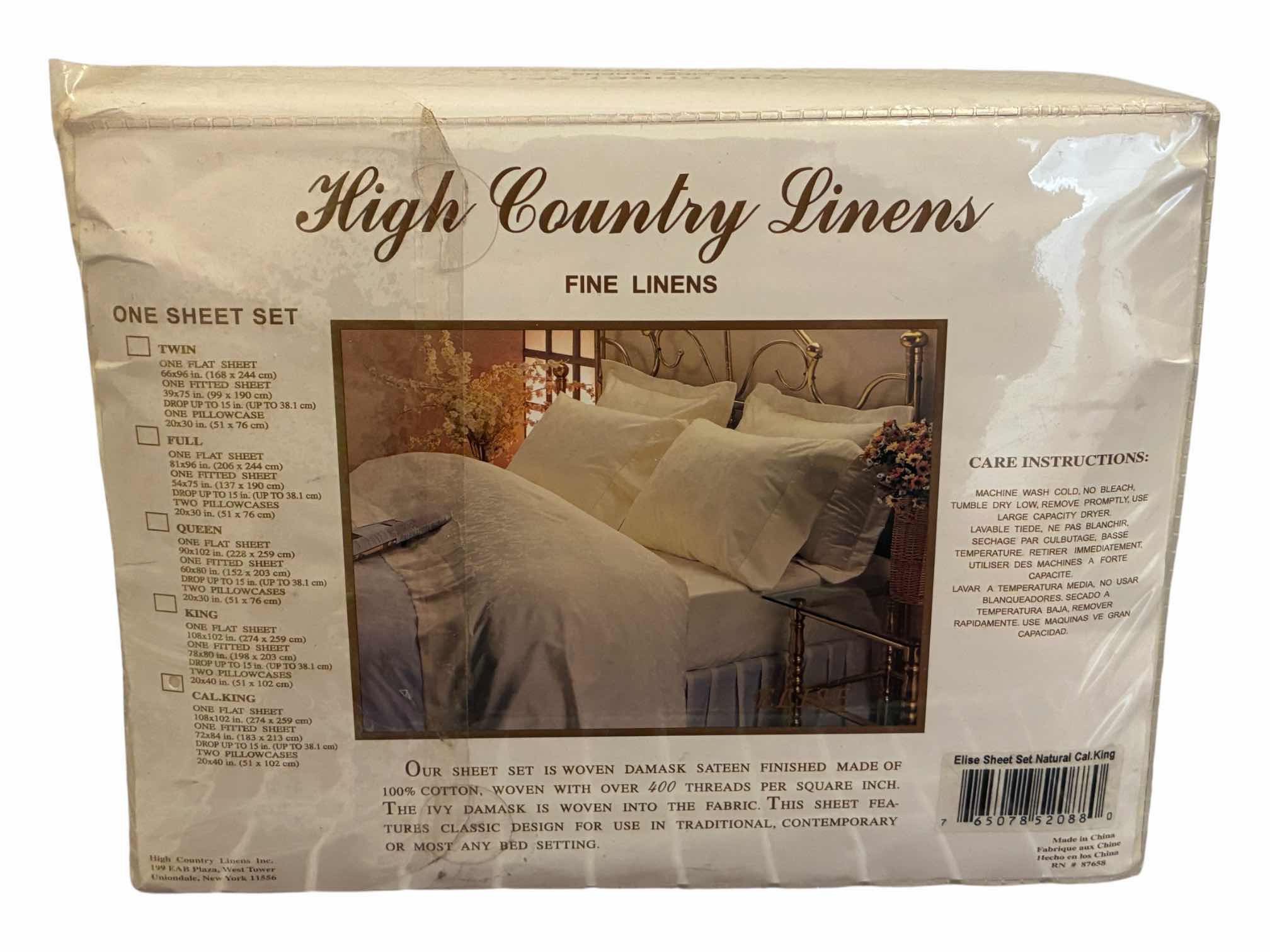Photo 1 of HIGH COUNTRY CREAM FINE LINENS CALIFORNIA KING SIZE 100% COTTON WOVEN DAMASK 400 THREAD COUNT SHEET SET