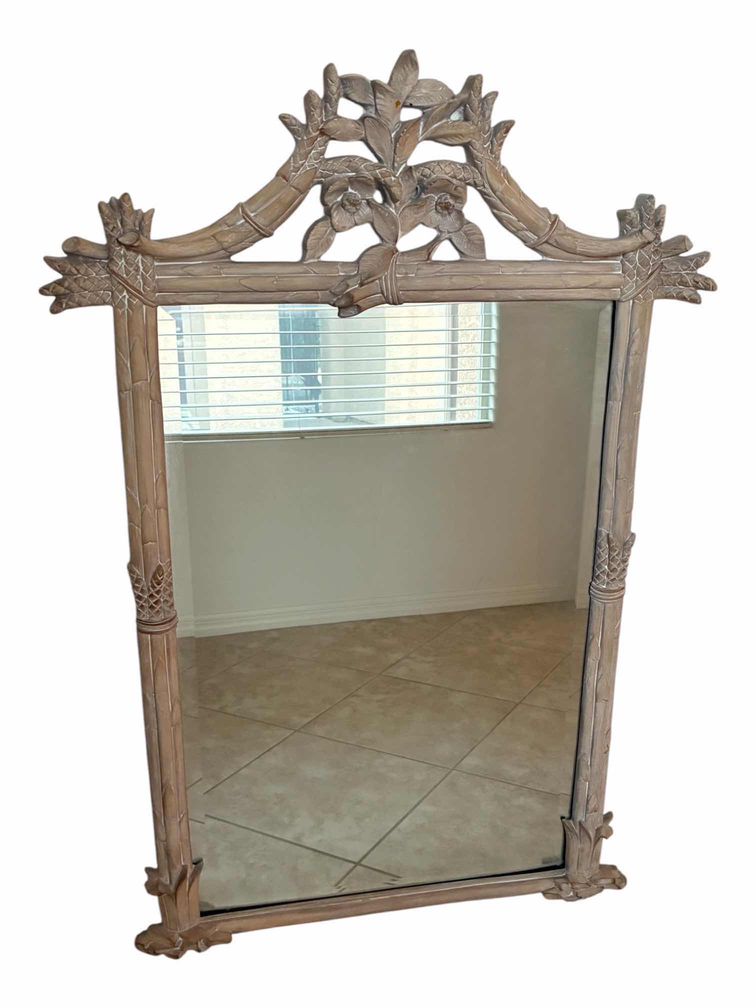 Photo 1 of CAROLINA MIRROR COMPANY BAMBOO DESIGN WOOD FRAME MIRROR 36.5” X 51“
