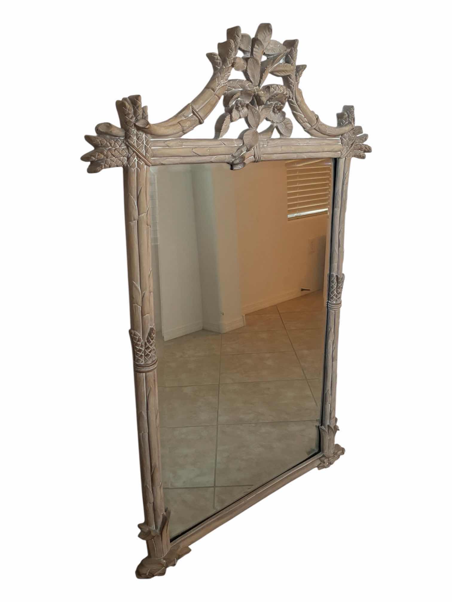 Photo 1 of CAROLINA MIRROR COMPANY BAMBOO DESIGN WOOD FRAME MIRROR 36.5” X 51“