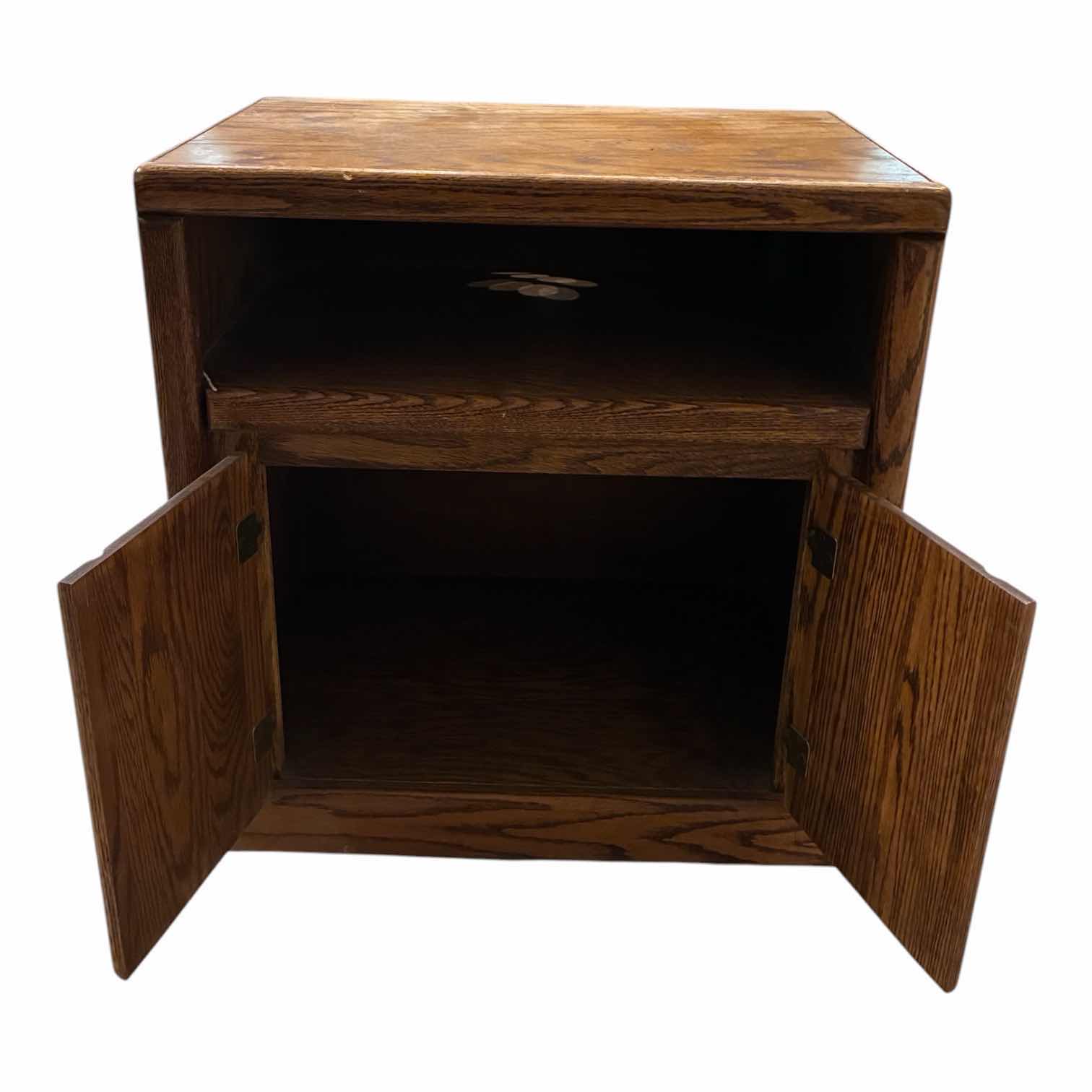 View 5 of OAK WOOD 2 DOOR ROLLING TV CABINET 24“ X 17“ H26“