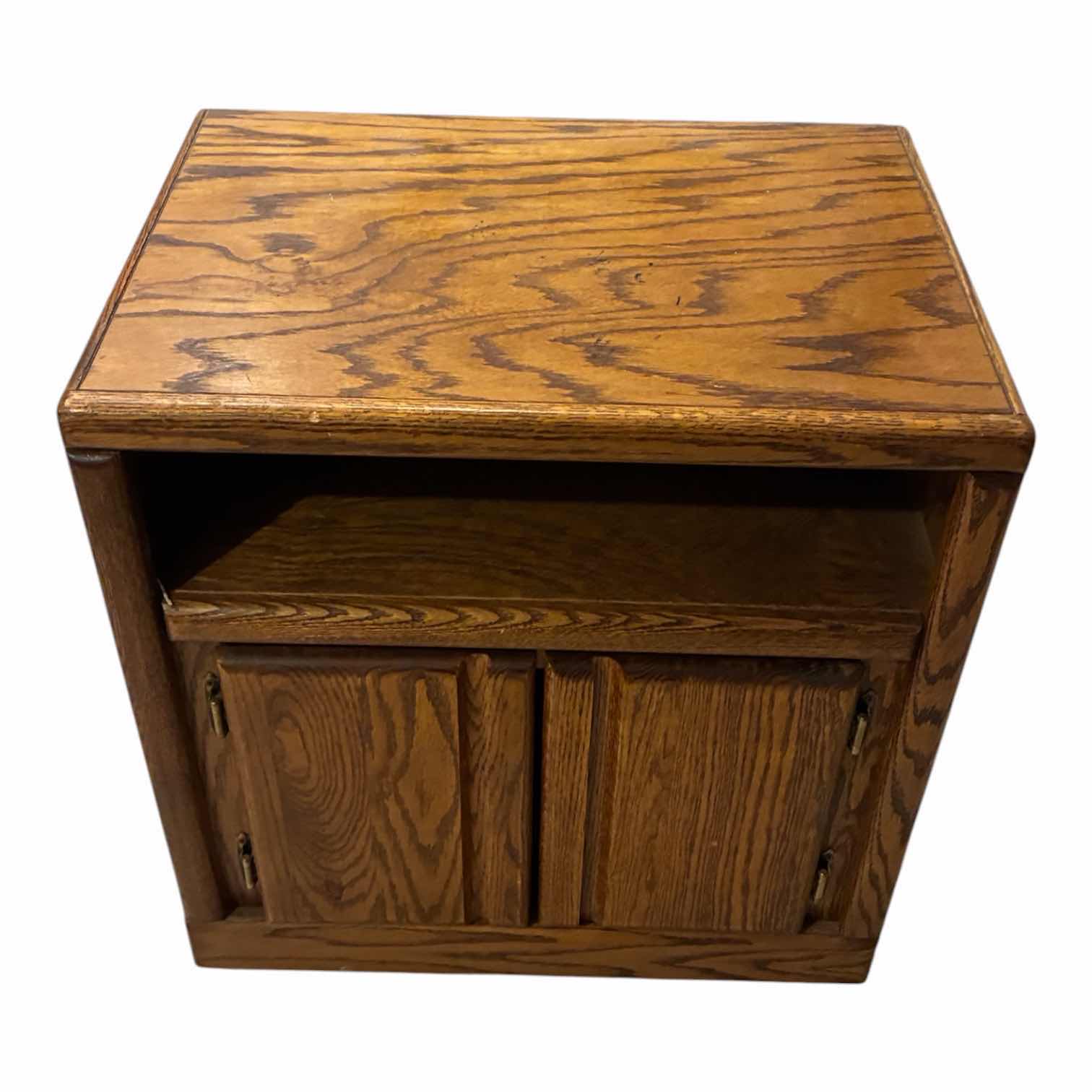 View 4 of OAK WOOD 2 DOOR ROLLING TV CABINET 24“ X 17“ H26“