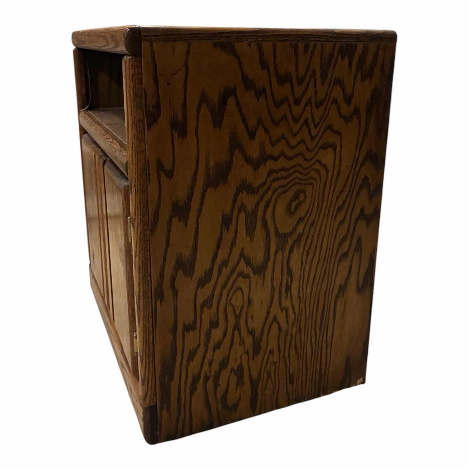 View 3 of OAK WOOD 2 DOOR ROLLING TV CABINET 24“ X 17“ H26“