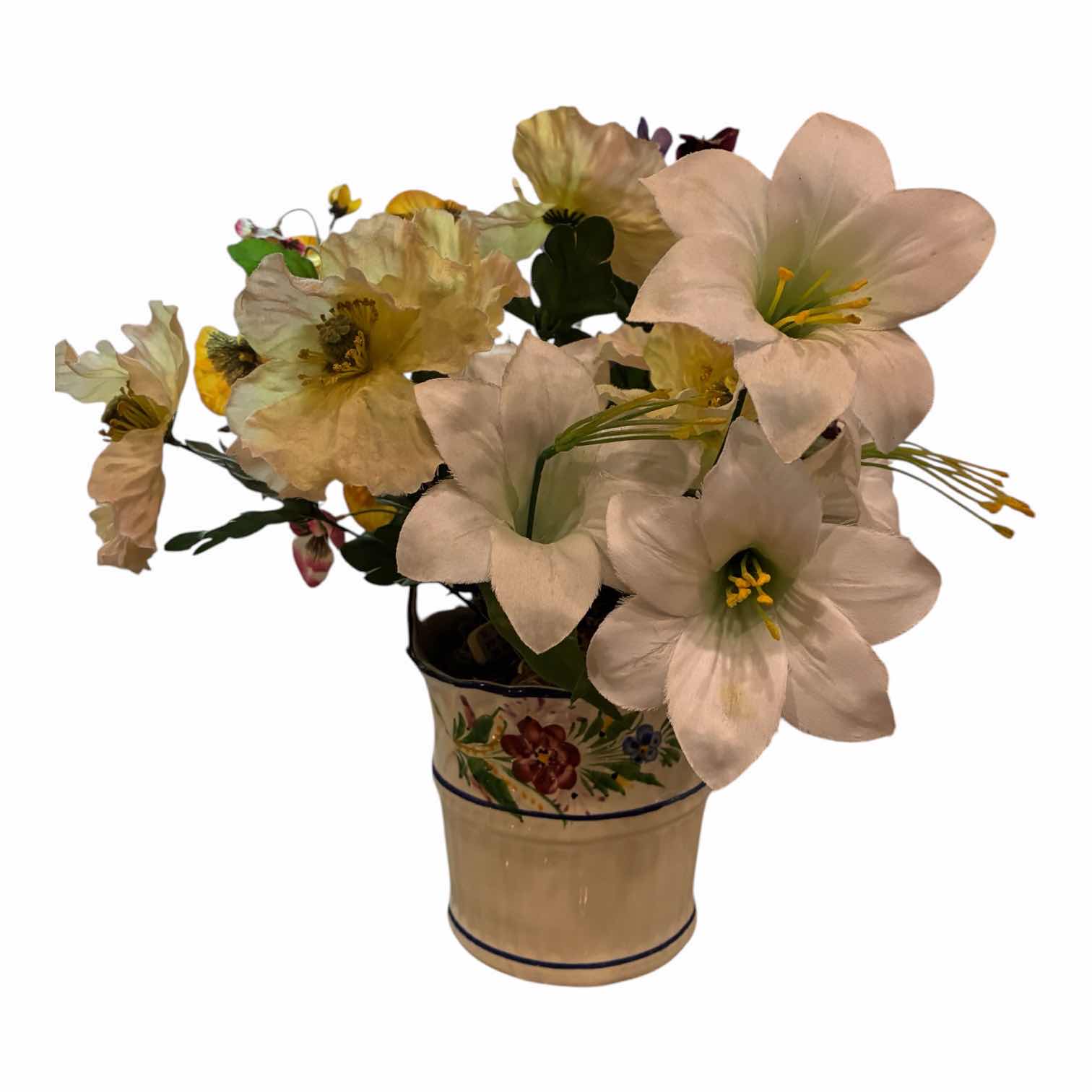 View 1 of SUMMER FLORAL ARRANGEMENTS W CERAMIC BUCKET VASE 10” X 15”