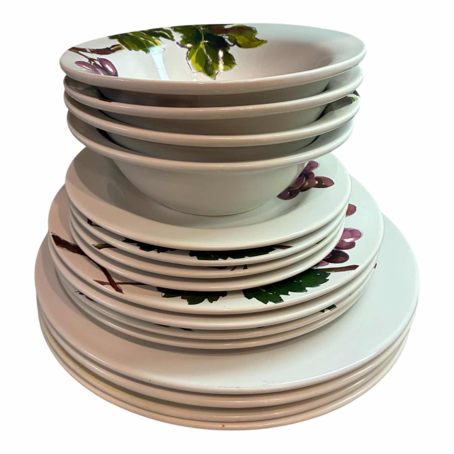 Photo 1 of THE CELLAR ENTERTAINING GRAPEVINE DESIGN PLATE & BOWL CHINA SET (16)