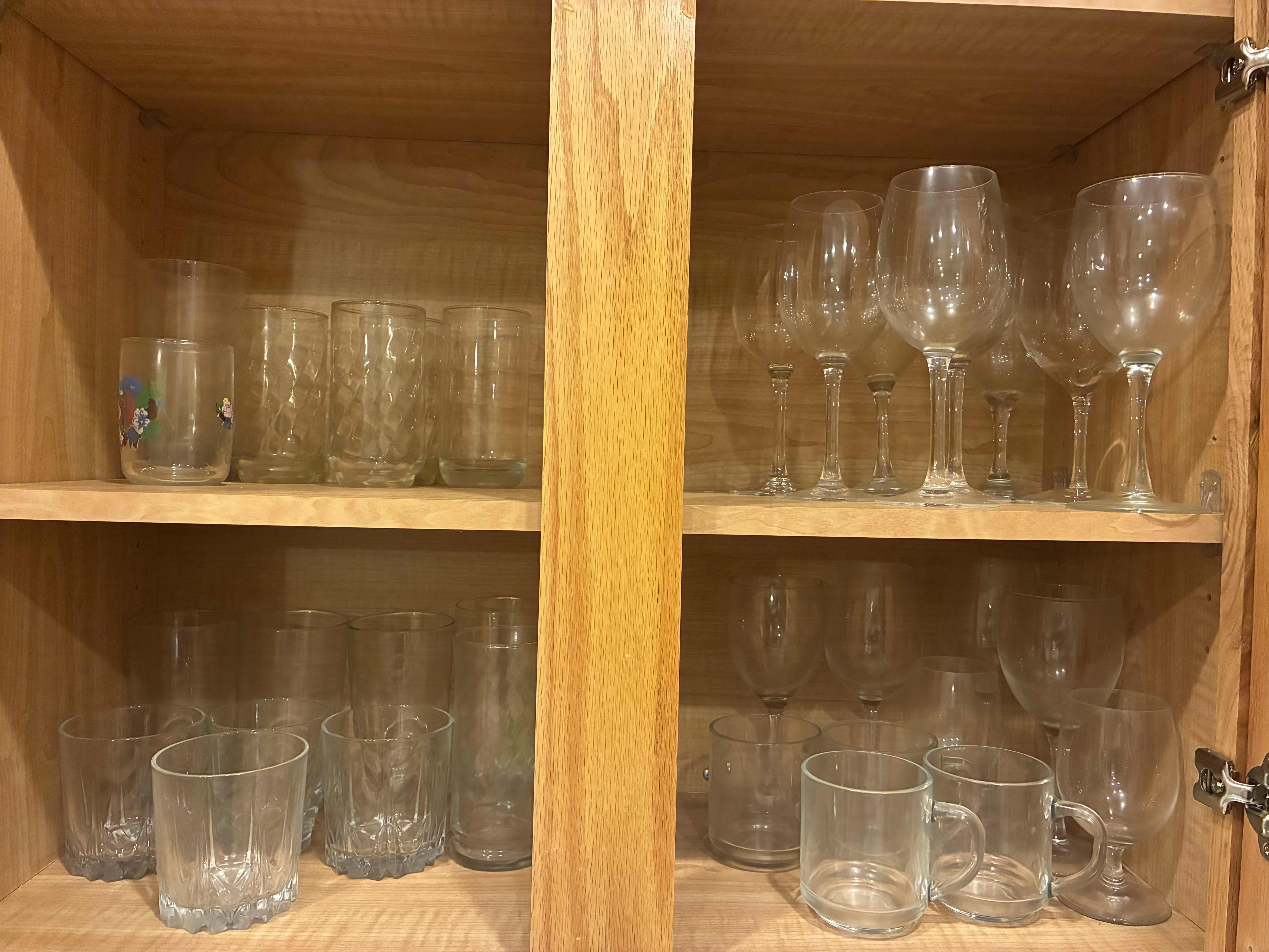 Photo 1 of CONTENT OF CABINET-CLEAR, GLASS, TUMBLERS, MUGS & WINE GLASSES