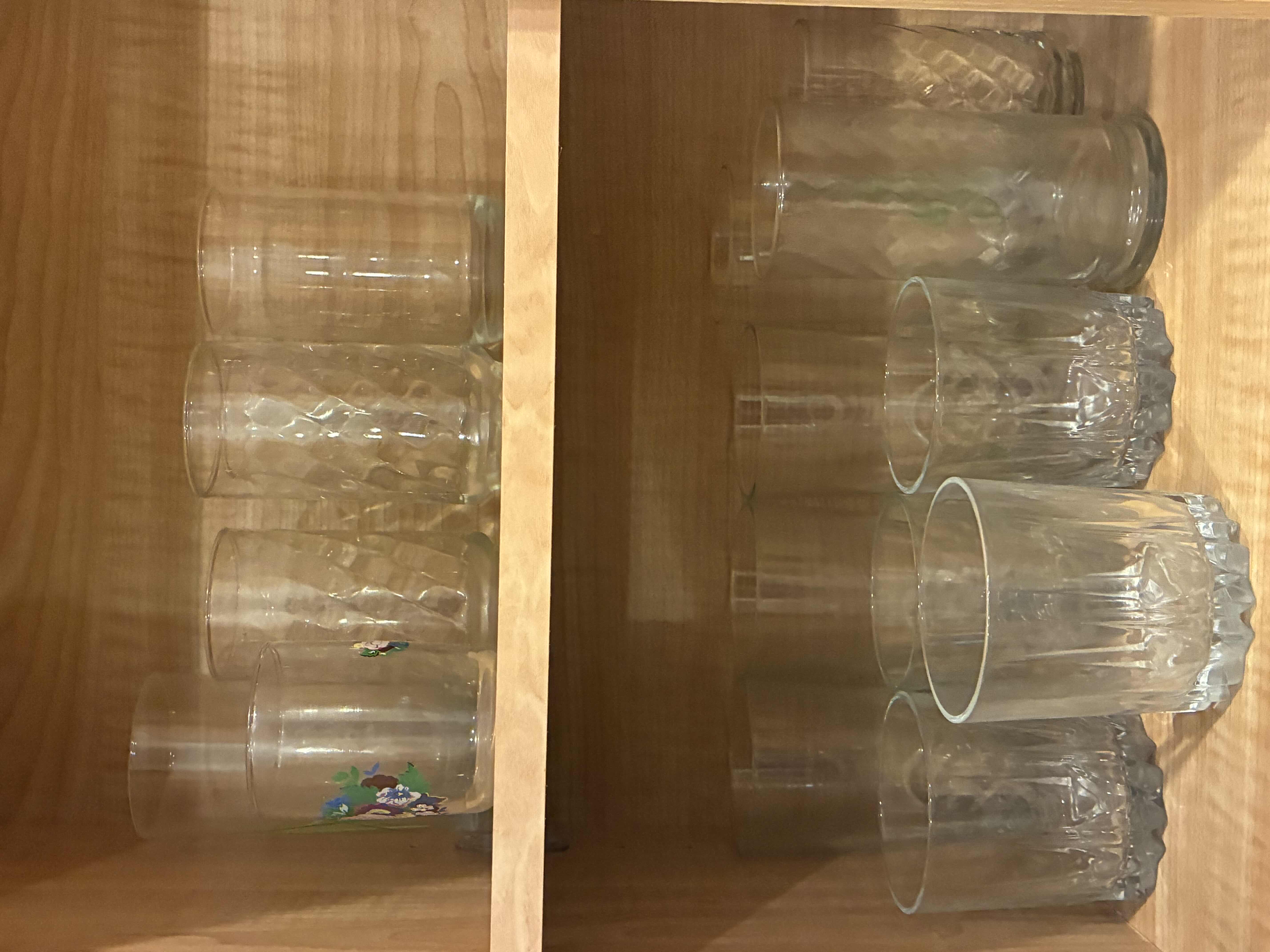Photo 1 of CONTENT OF CABINET-CLEAR, GLASS, TUMBLERS, MUGS & WINE GLASSES