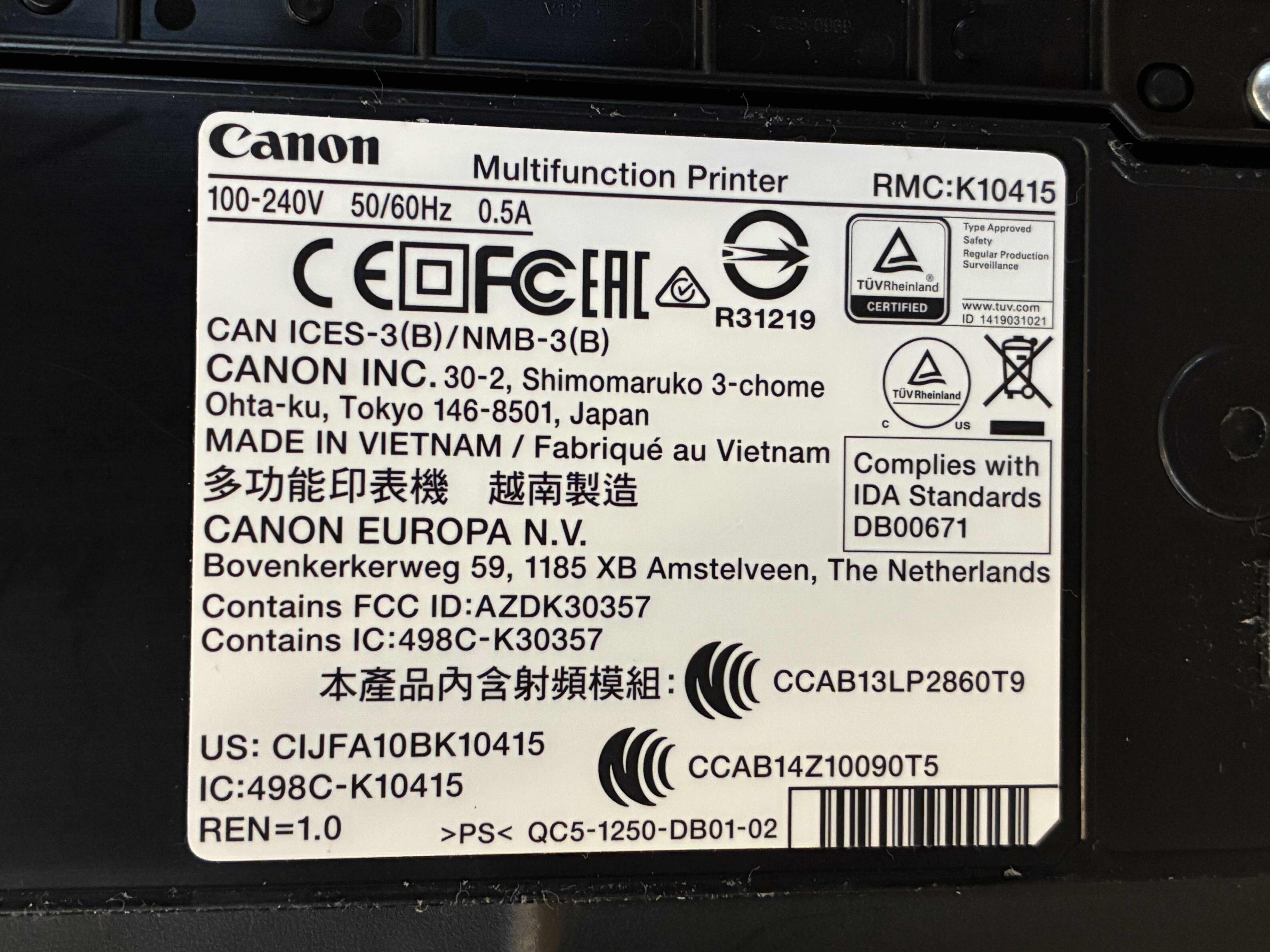 Photo 1 of CANON PIXMA MX492 MULTIFUNCTION PRINTER RMCK10415