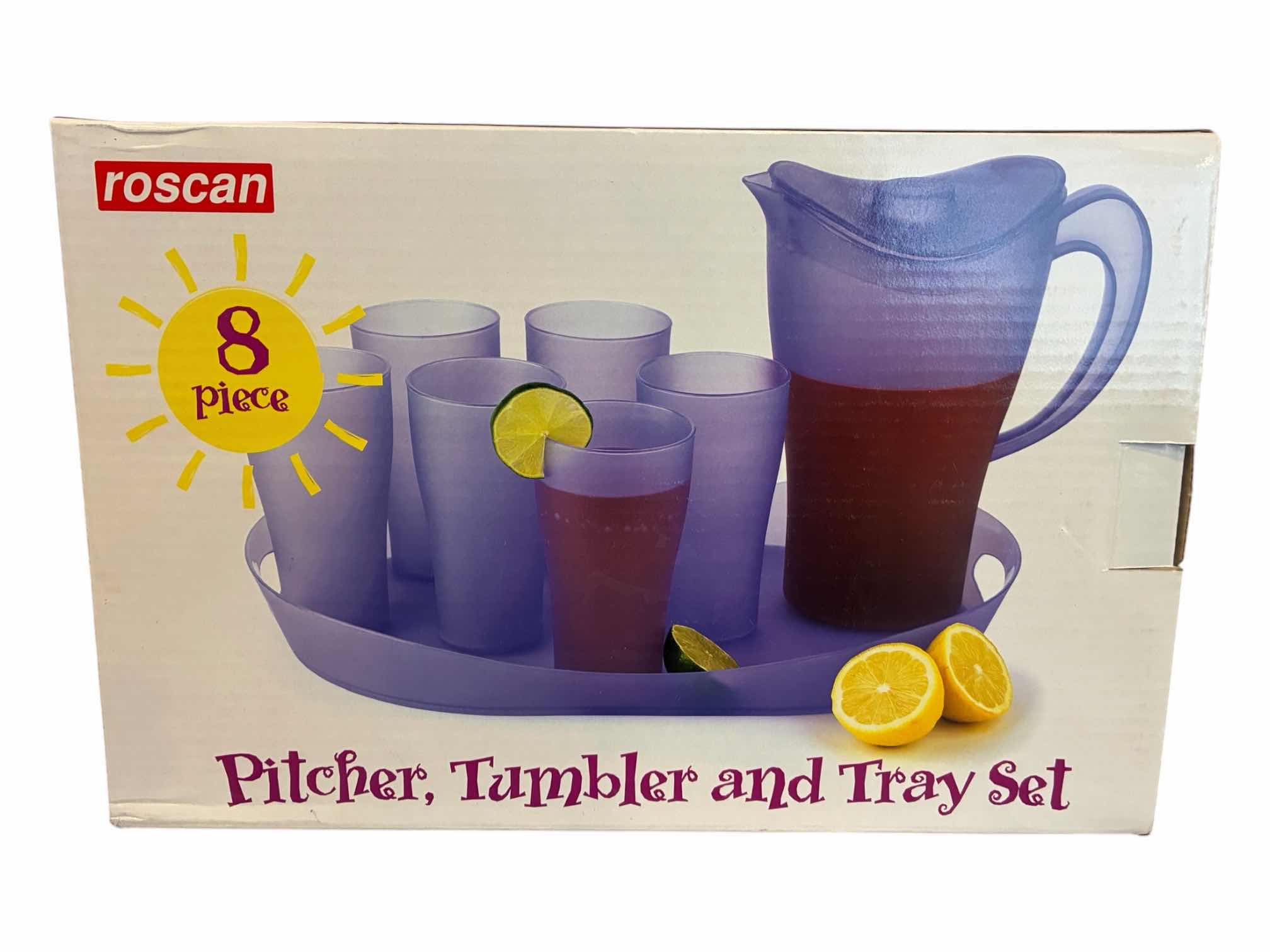 Photo 1 of NIB ROSCAN GREEN 8PC PITCHER, TUMBLER & TRAY SET