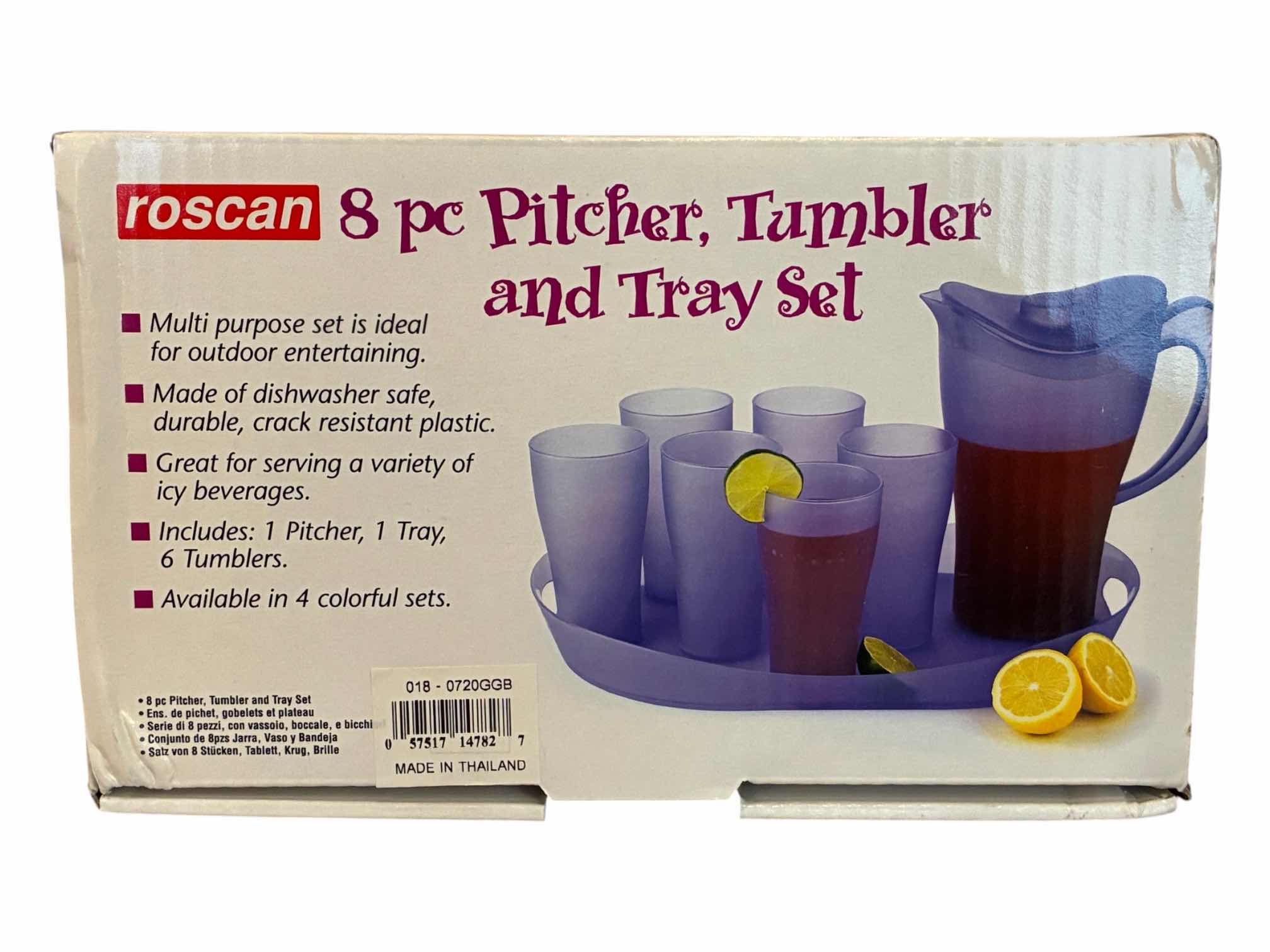 Photo 1 of NIB ROSCAN GREEN 8PC PITCHER, TUMBLER & TRAY SET