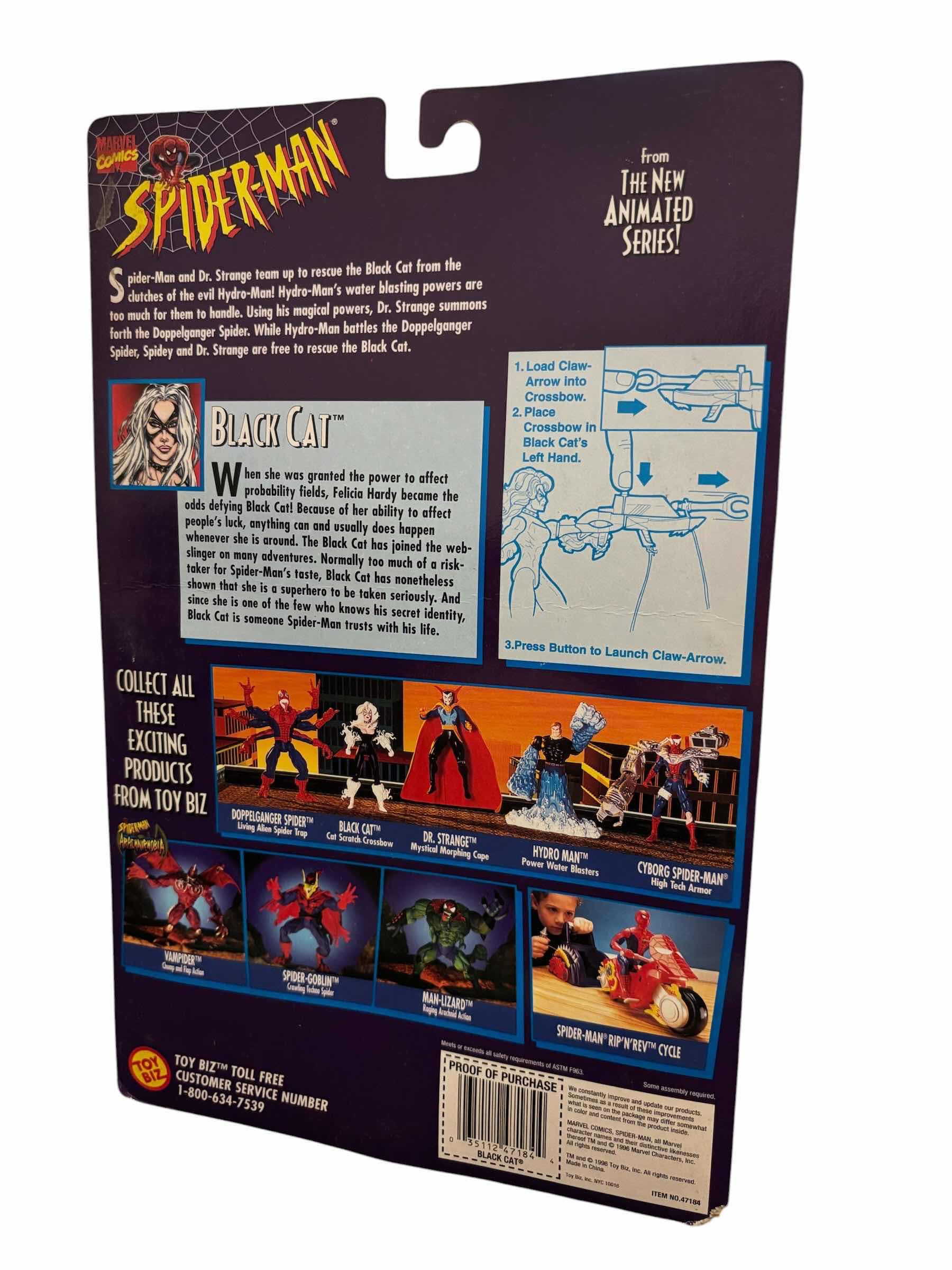 Photo 1 of 1996 TOY BIZ MARVEL COMICS SPIDER-MAN SPIDER WARS BLACK CAT ACTION FIGURE & ACCESSORIES