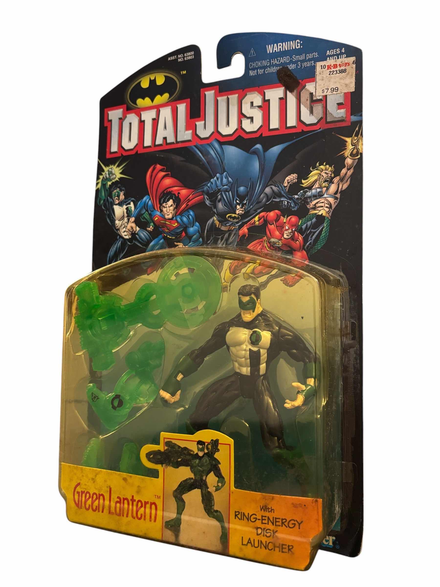 Photo 1 of 1996 HASBRO KENNER TOTAL JUSTICE GREEN LANTERN W RING-ENERGY DISK LAUNCHER & ACCESSORIES