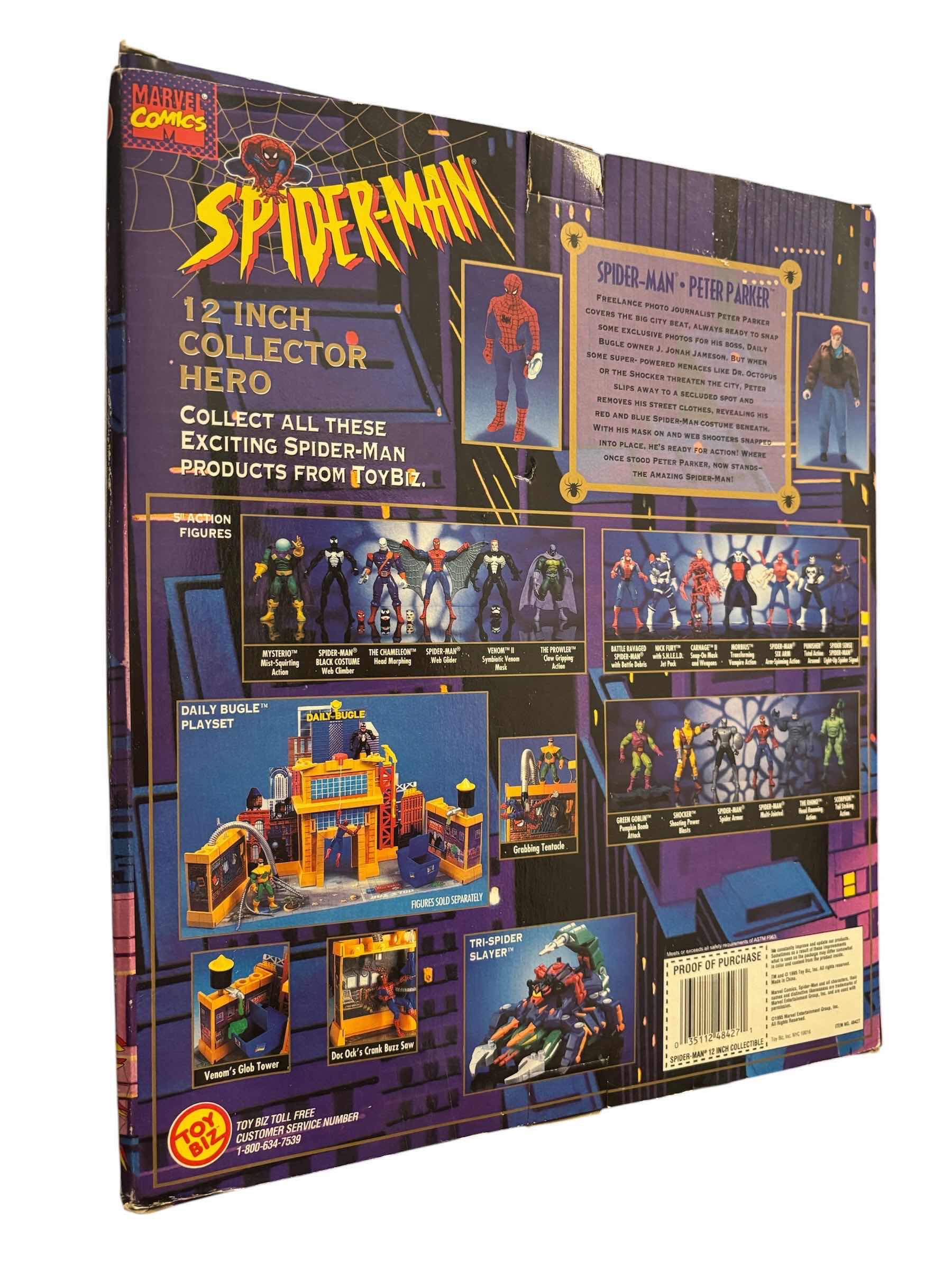 Photo 1 of 1995 TOY BIZ MARVEL COMICS SPIDER-MAN 12” COLLECTORS HERO W ACCESSORIES