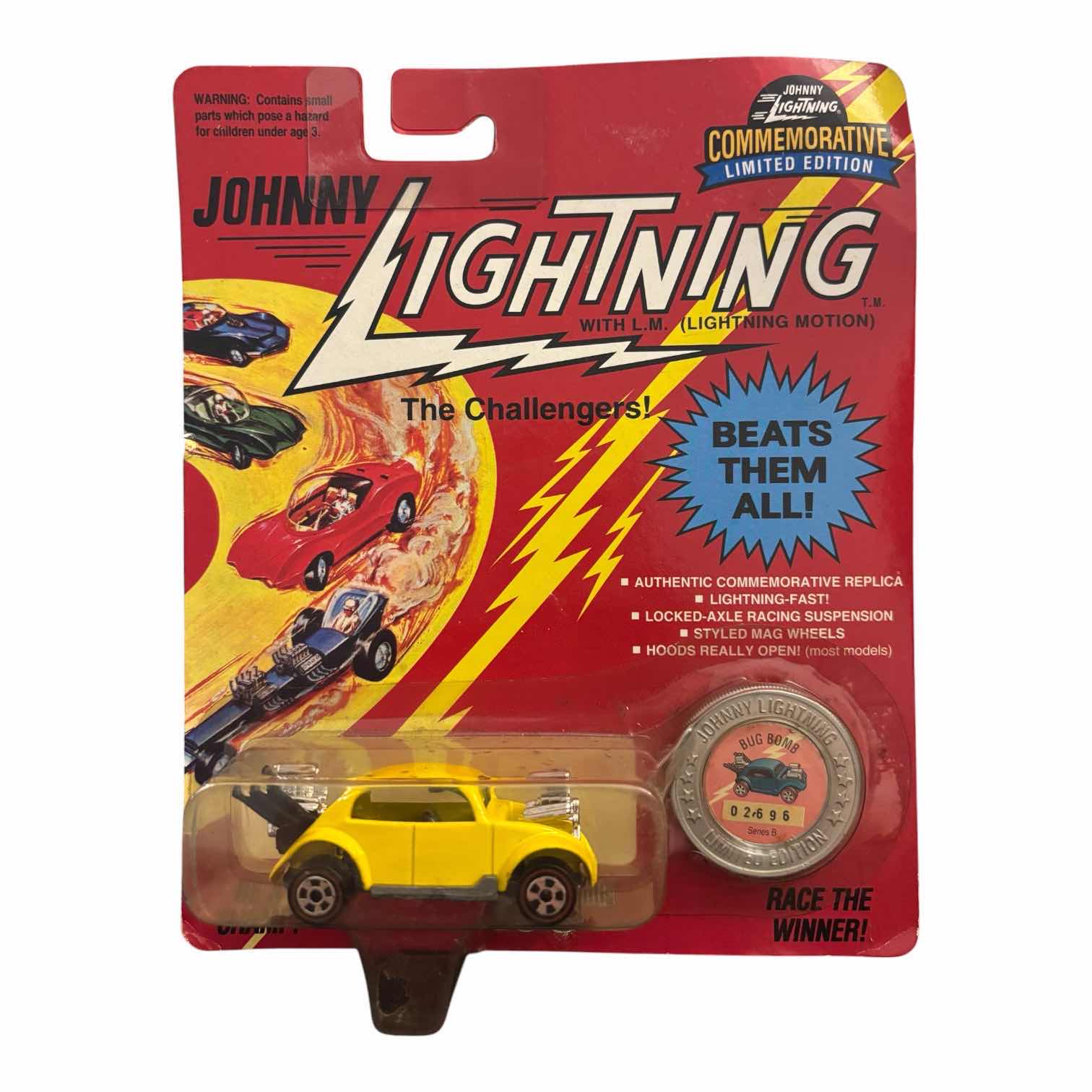 Photo 1 of 1993 JOHNNY LIGHTNING COMMEMORATIVE LIMITED EDITION THE CHALLENGERS! DIE-CAST REPLICA CAR & COLLECTORS COIN
